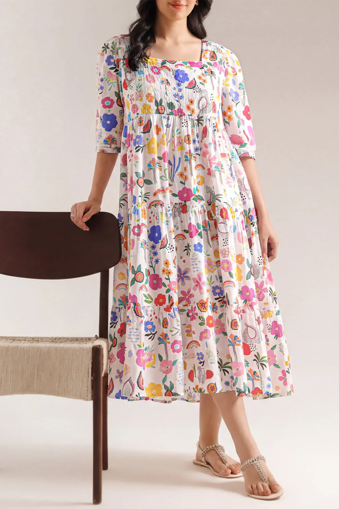 Printed Strip Lawn Stitched Dress