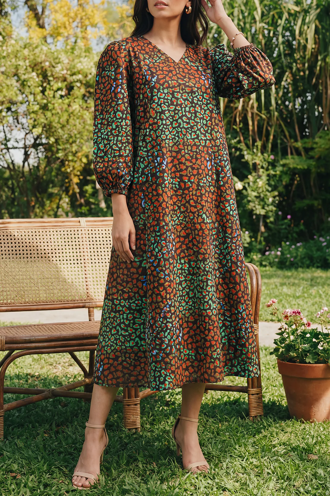 Printed Strip Lawn Stitched Dress