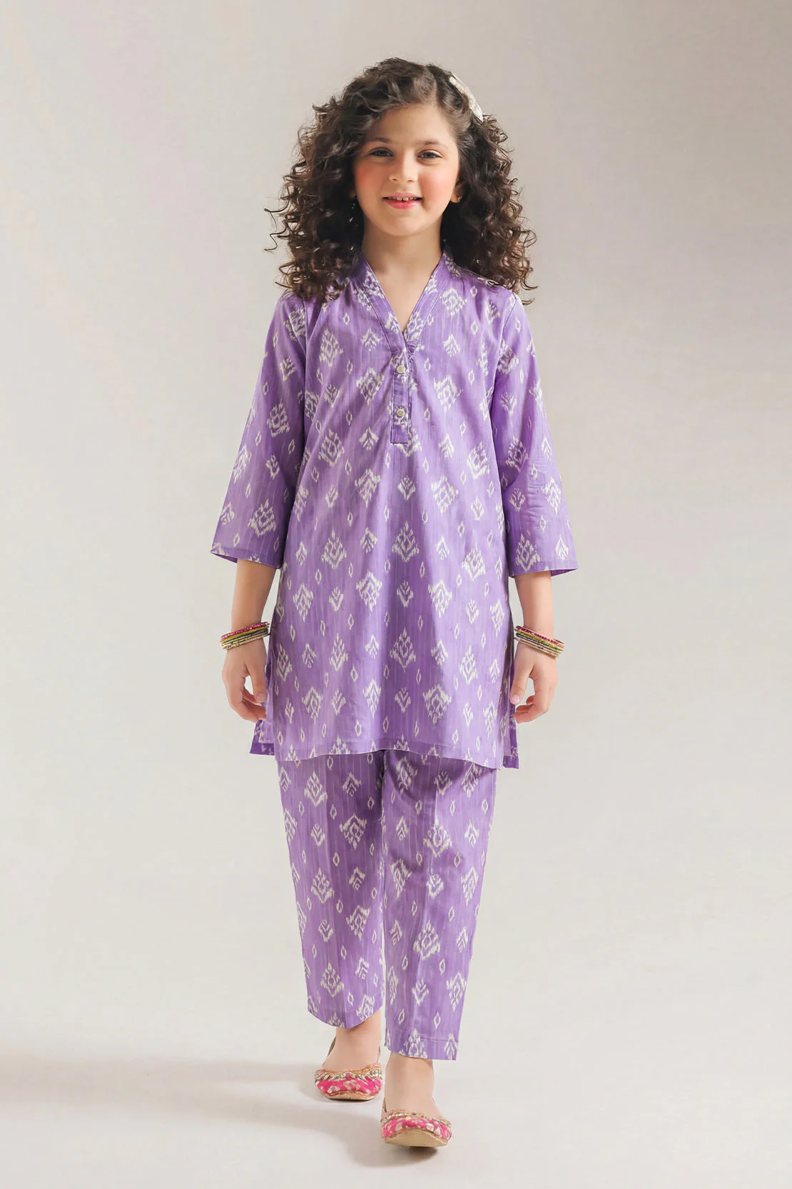 Printed Strip Lawn Stitched Shirt For Kids
