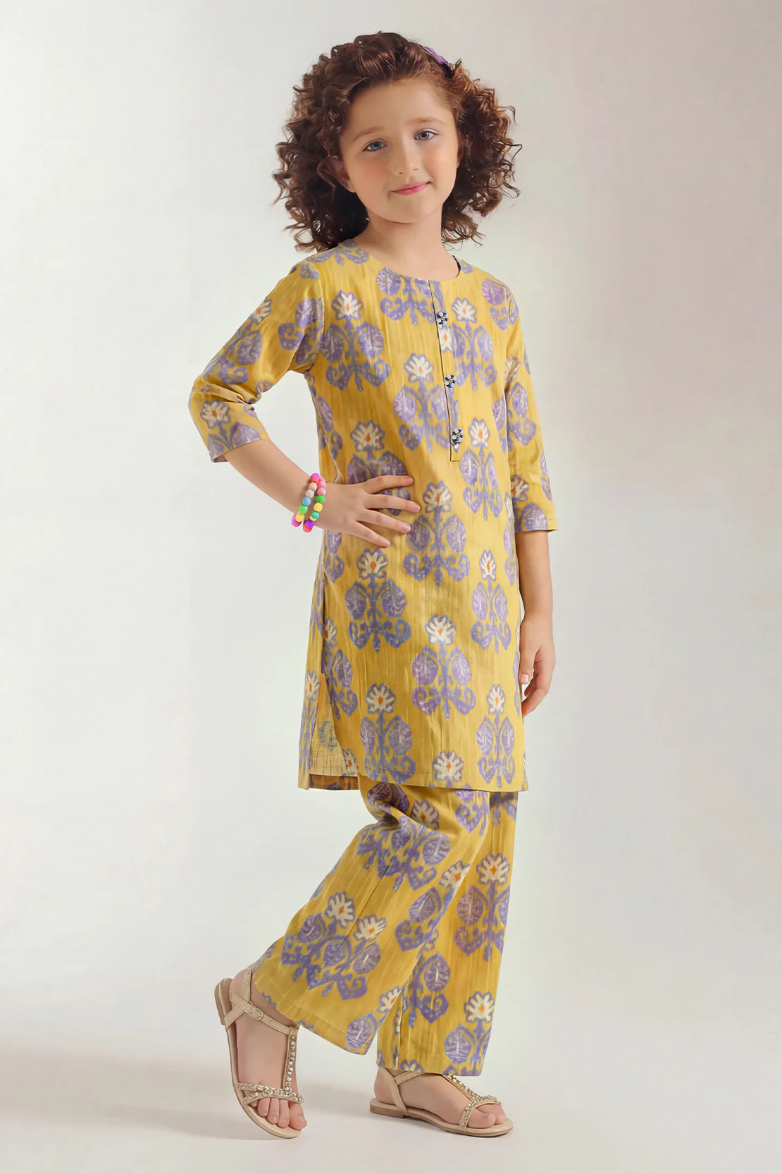 Printed Strip Lawn Stitched Shirt For Kids - Image 2