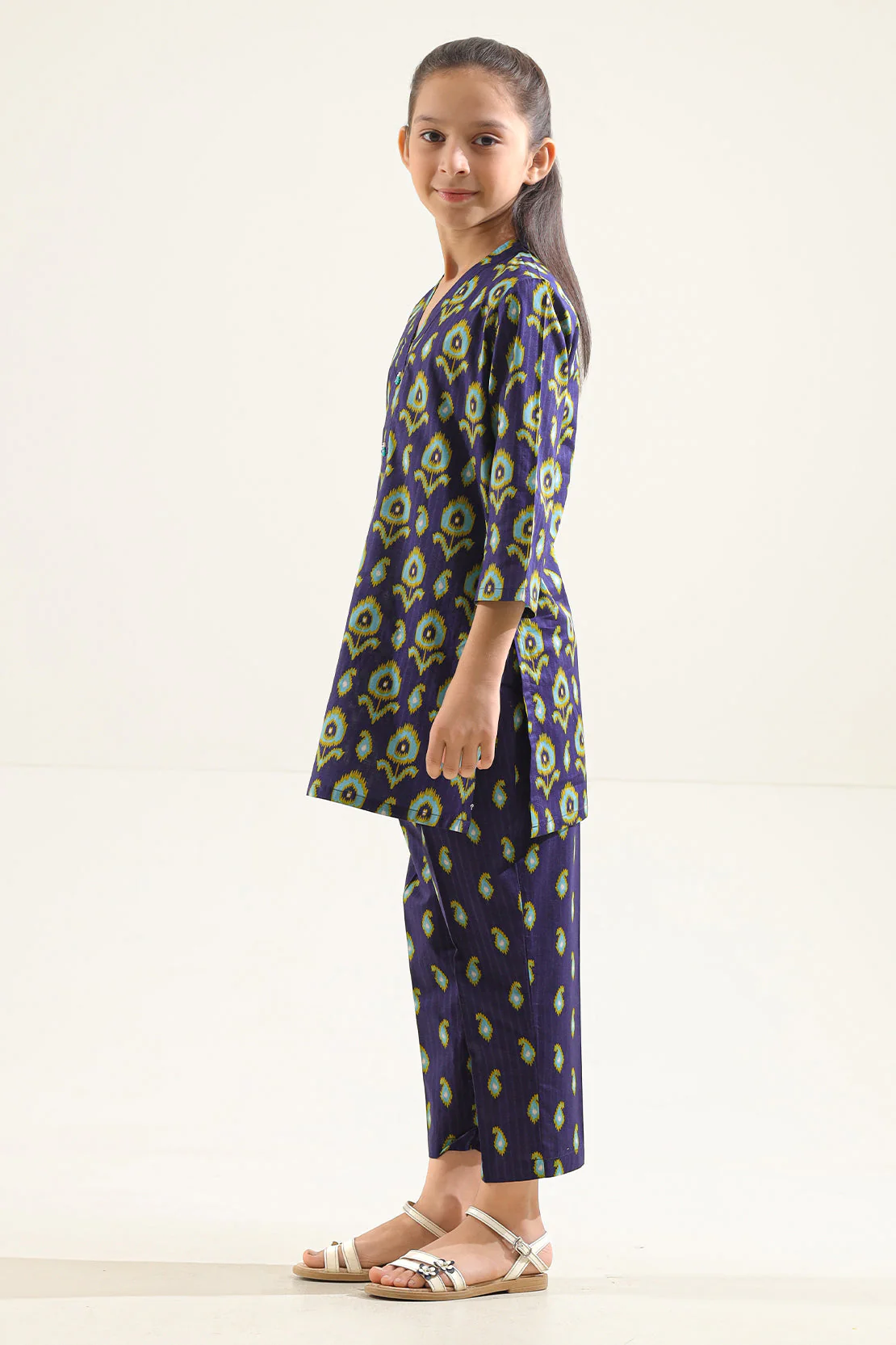 Printed Strip Lawn Stitched Shirt For Kids - Image 3