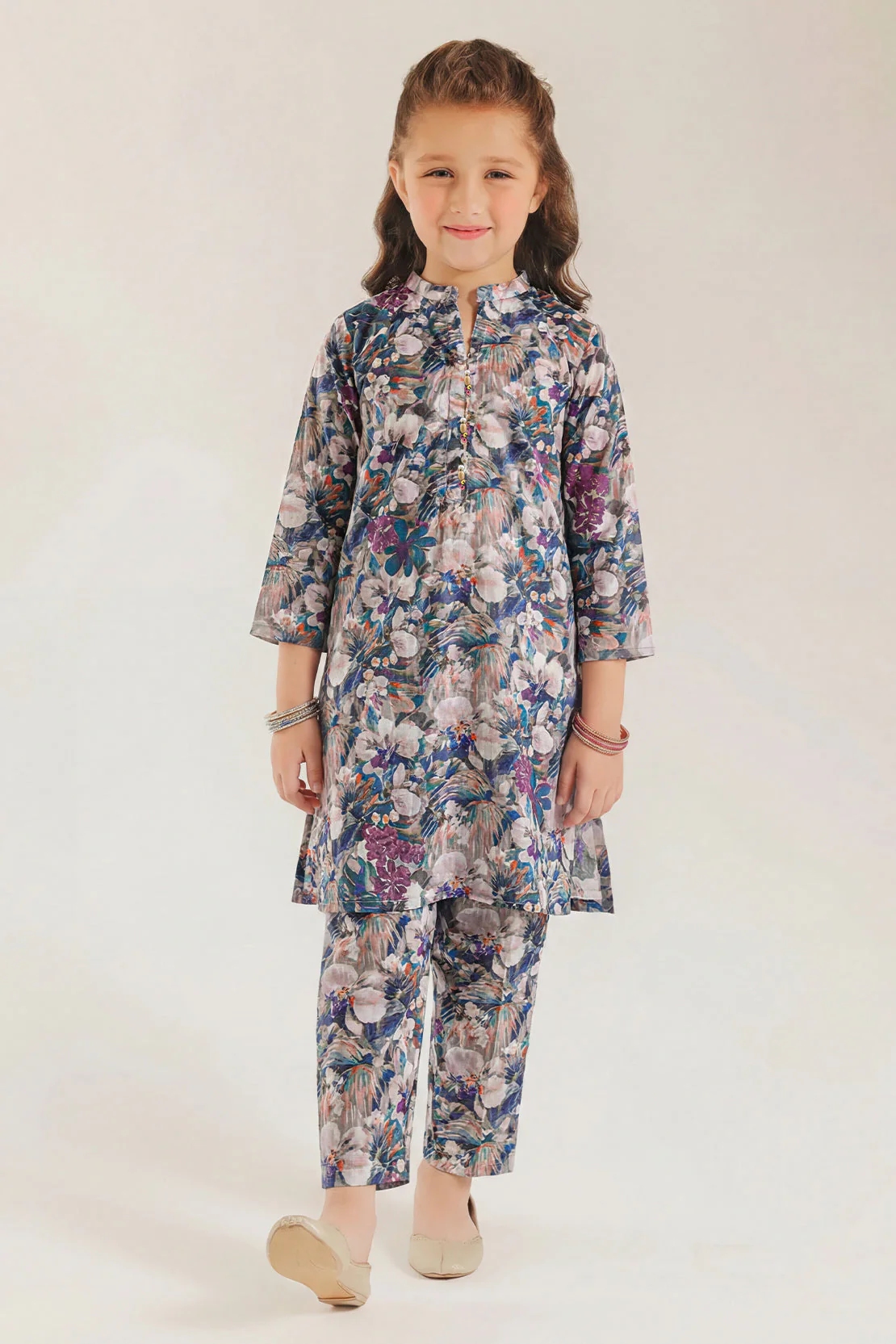 Printed Strip Lawn Stitched Shirt For Kids - Image 2