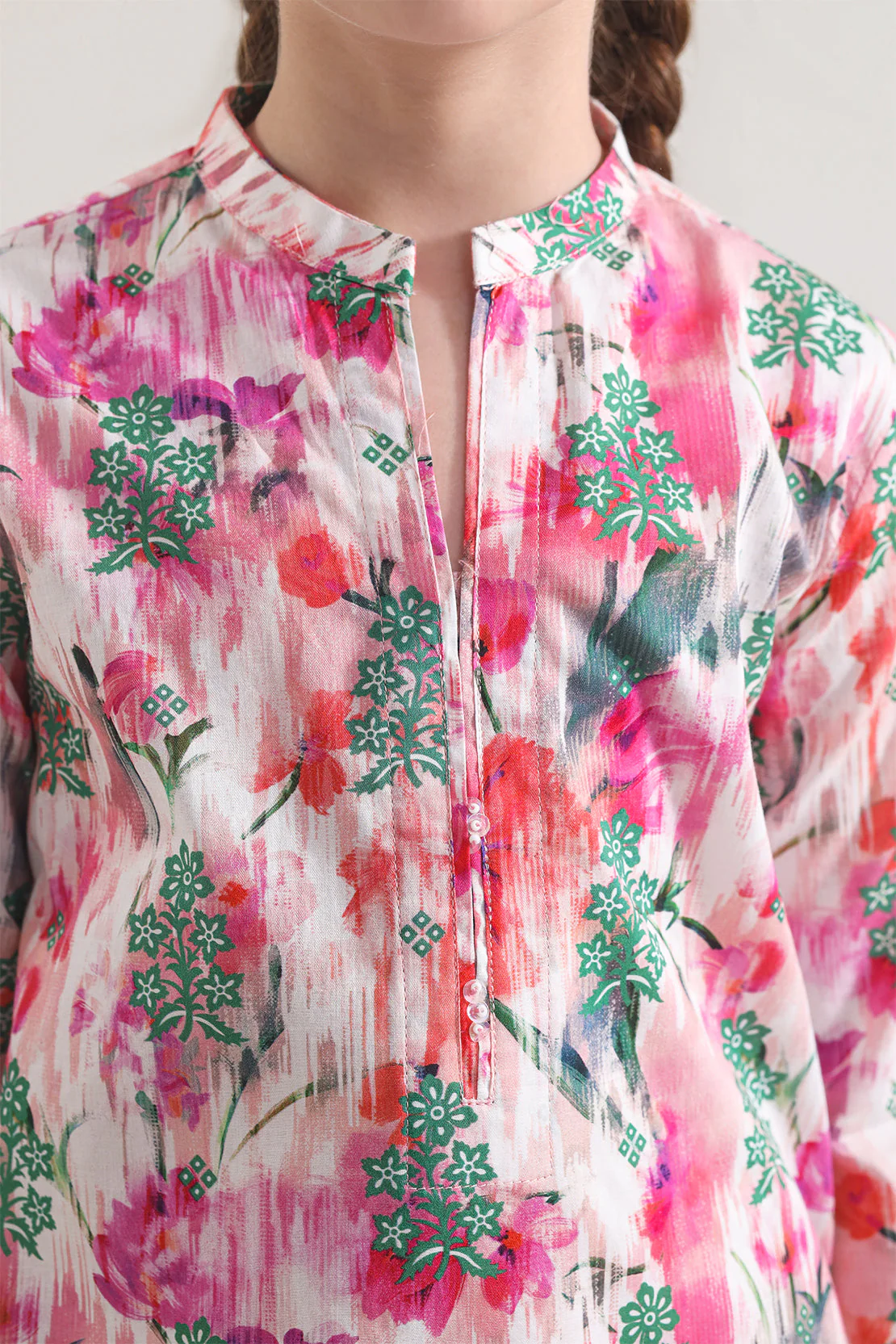Printed Strip Lawn Stitched Shirt For Kids - Image 5