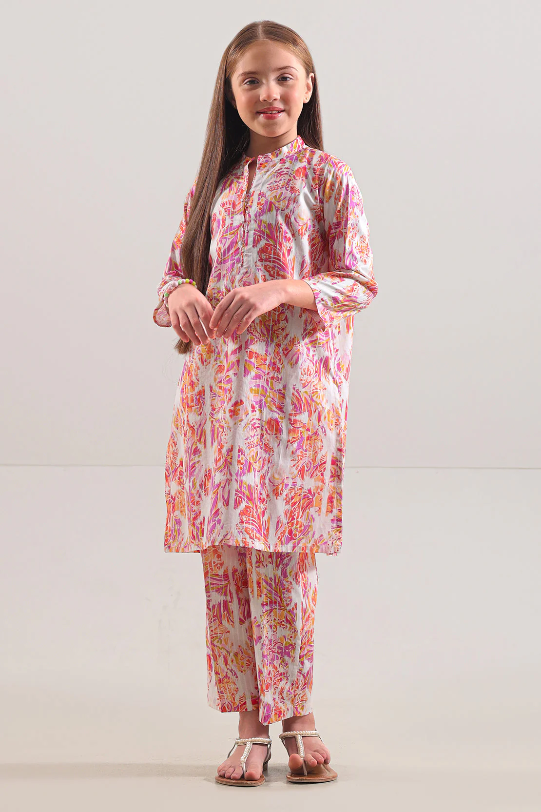 Printed Strip Lawn Stitched Shirt For Kids