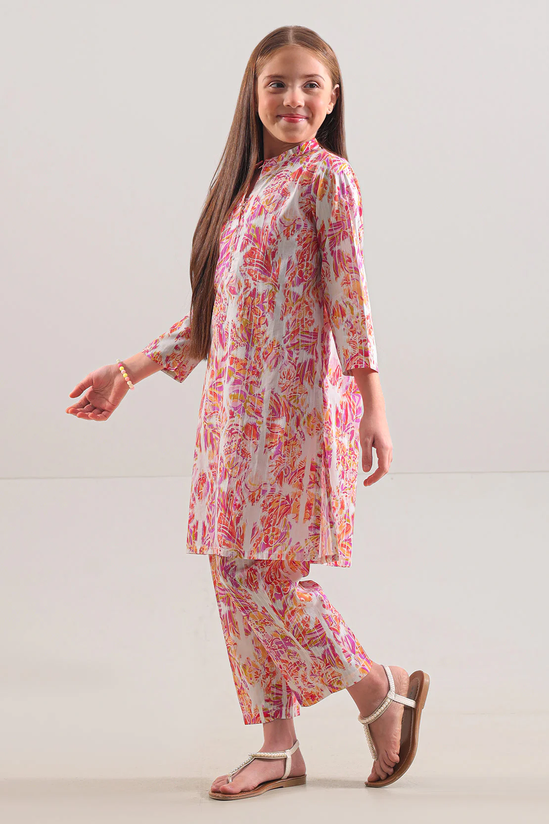 Printed Strip Lawn Stitched Shirt For Kids - Image 2
