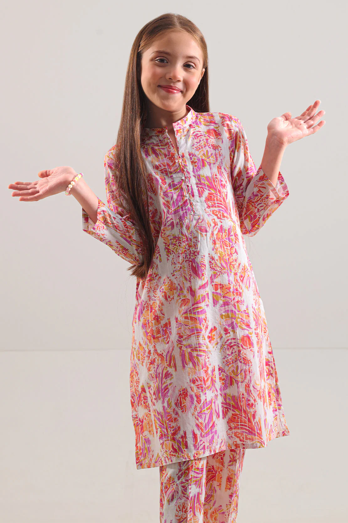 Printed Strip Lawn Stitched Shirt For Kids - Image 3