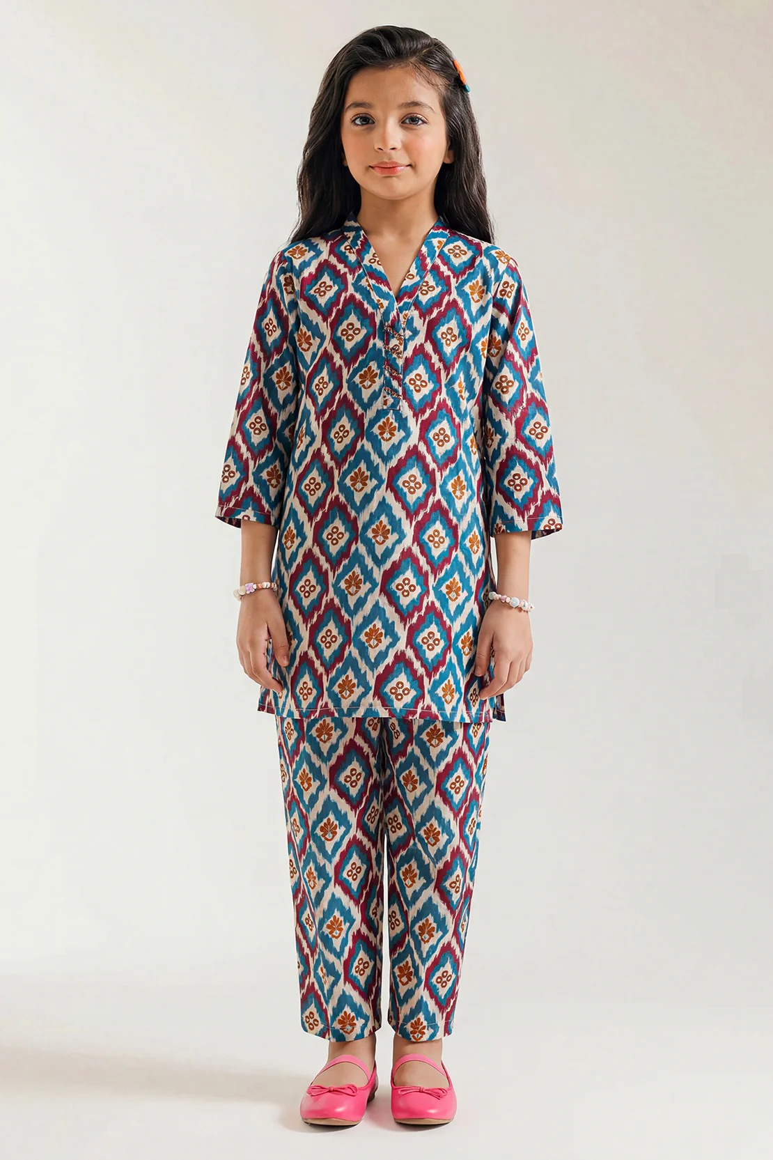Printed Strip Lawn Stitched Shirt For Kids