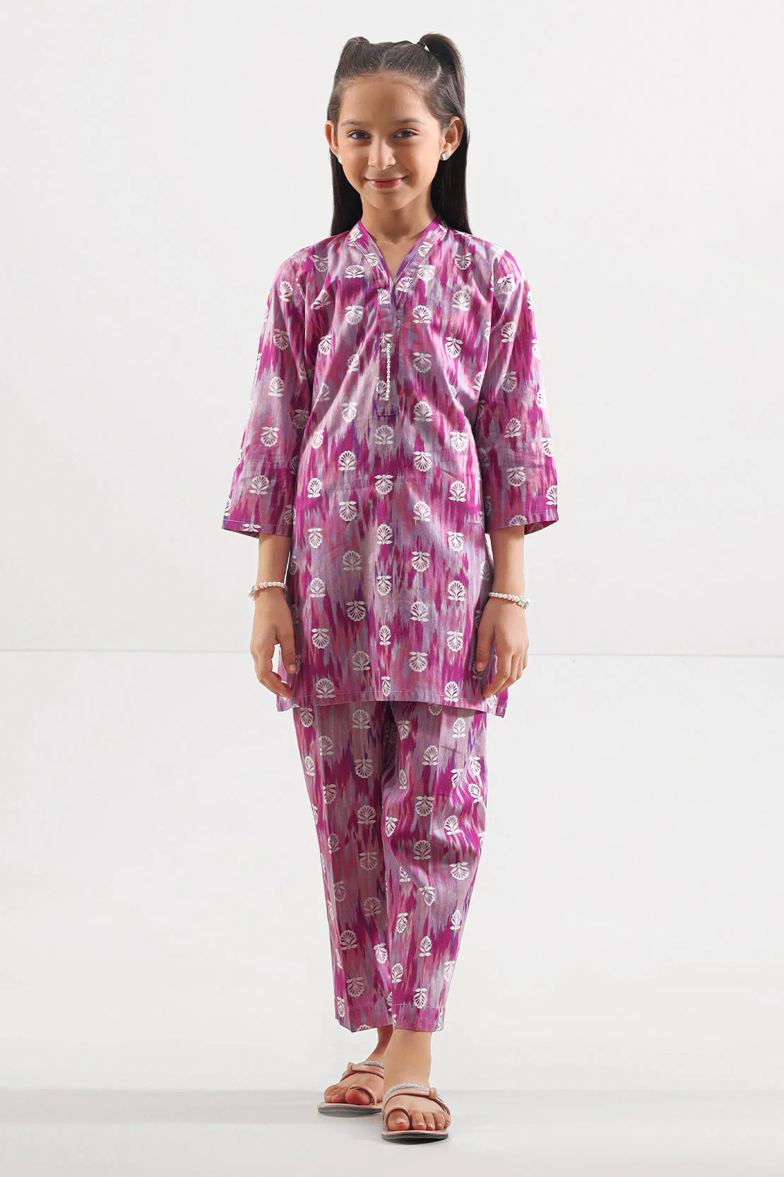 Printed Strip Lawn Stitched Shirt For Kids