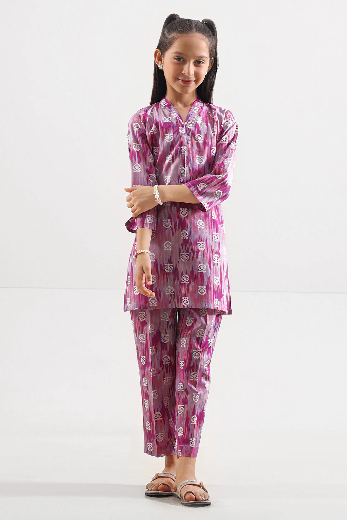 Printed Strip Lawn Stitched Shirt For Kids - Image 2