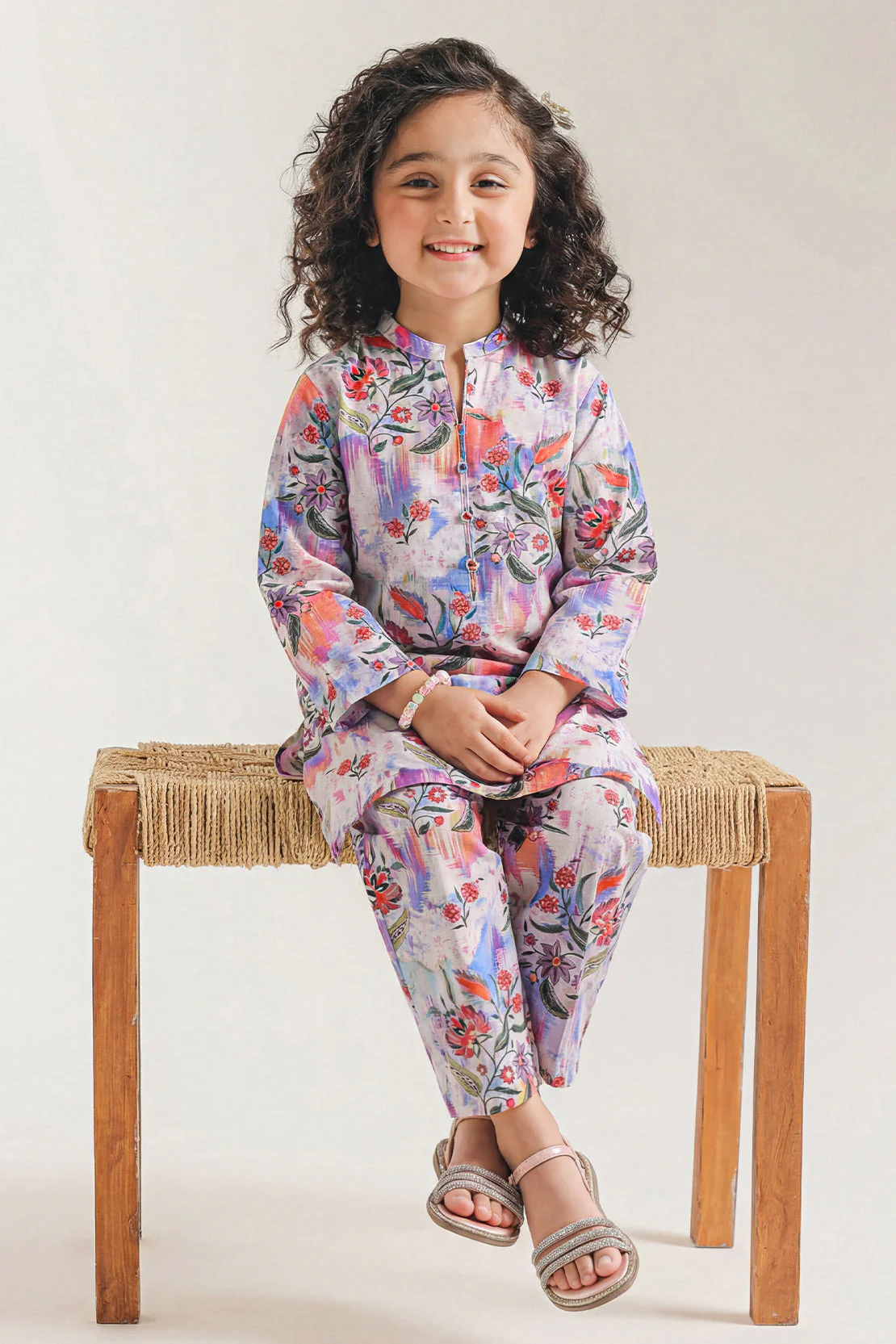 Printed Strip Lawn Stitched Shirt For Kids