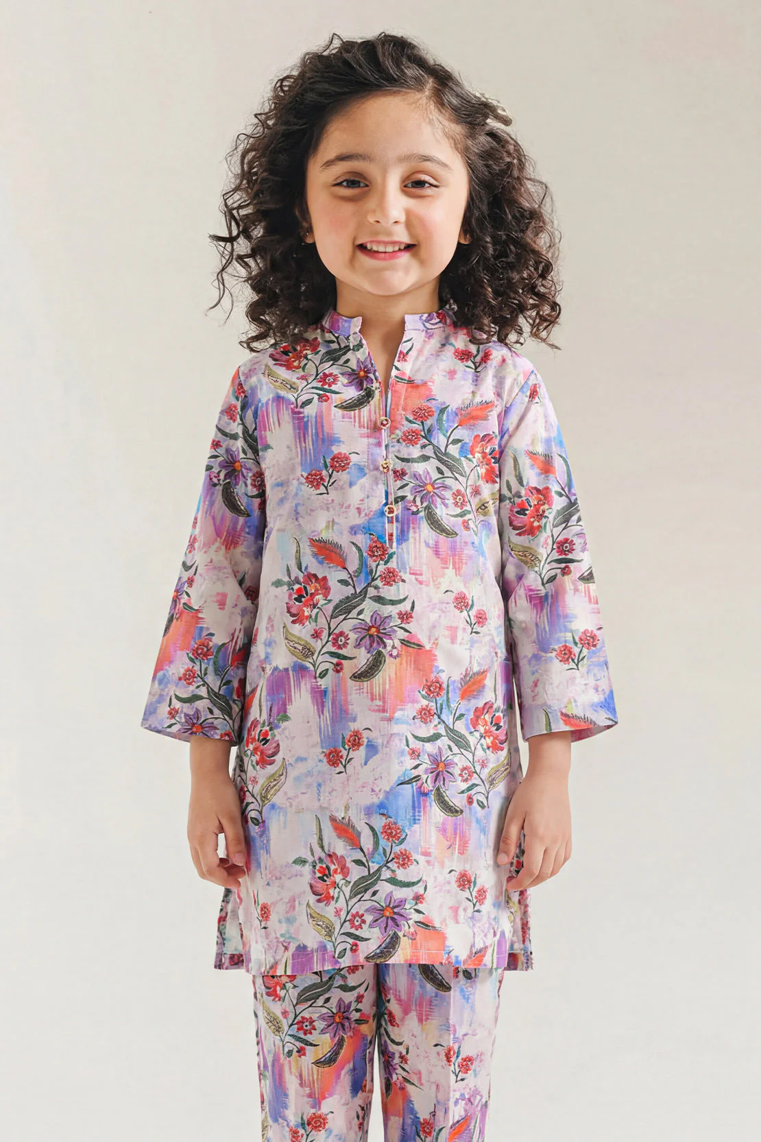 Printed Strip Lawn Stitched Shirt For Kids - Image 2