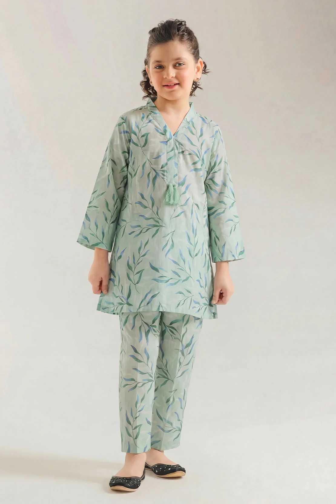 Printed Strip Lawn Stitched Shirt For Kids - Image 2
