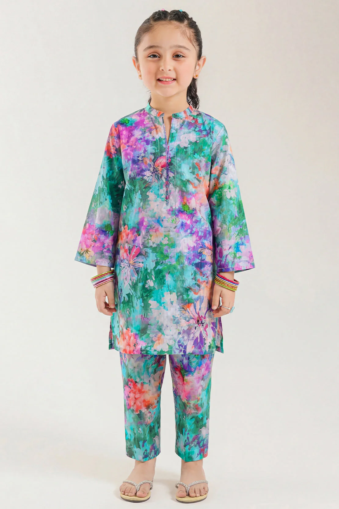 Printed Strip Lawn Stitched Shirt For Kids