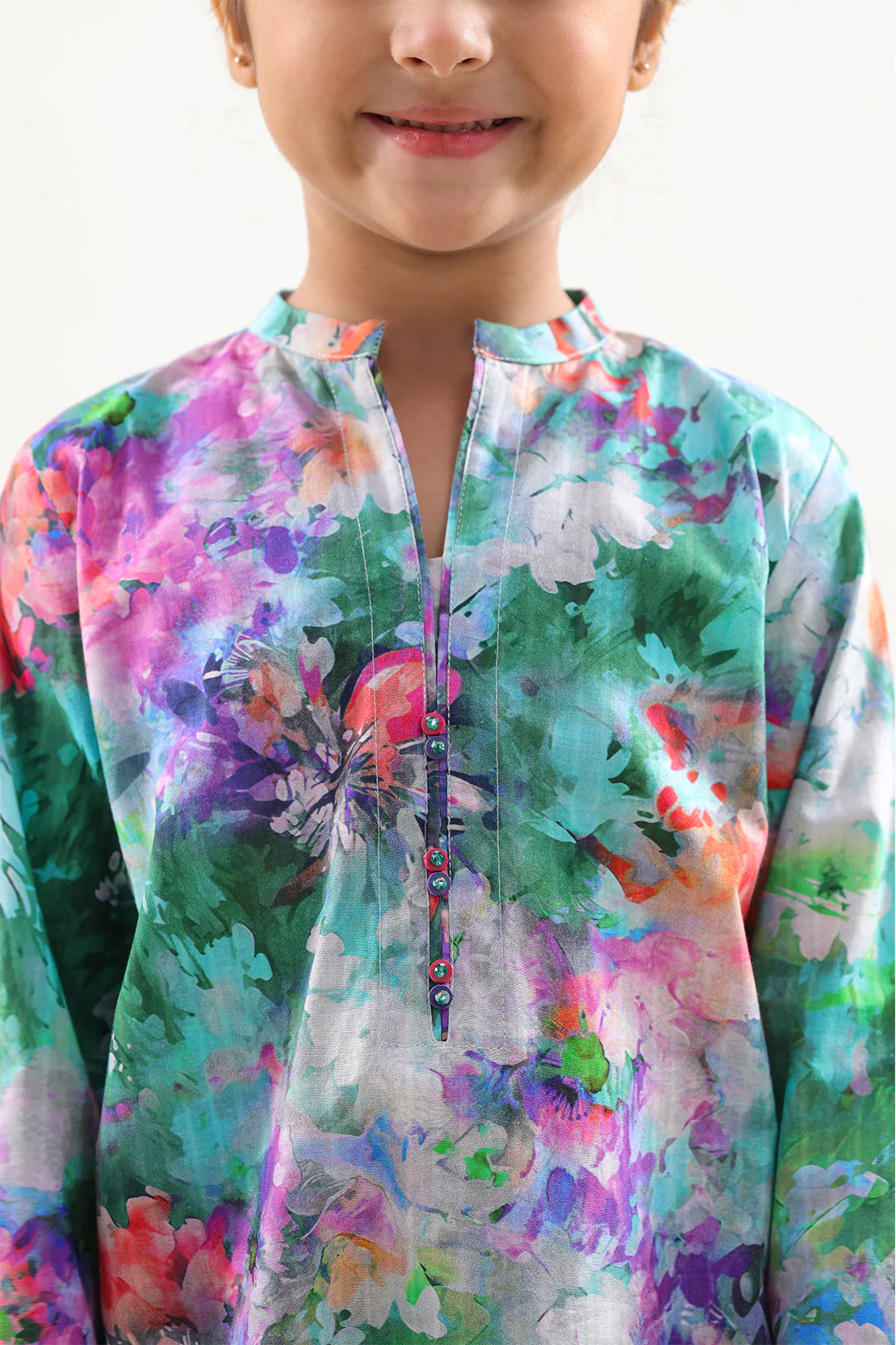 Printed Strip Lawn Stitched Shirt For Kids - Image 4
