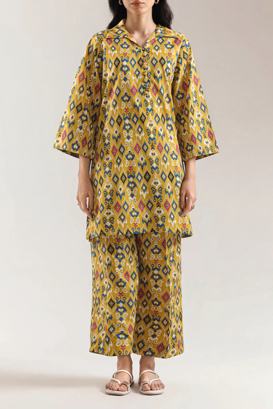 Printed Strip Lawn Stitched Shirt
