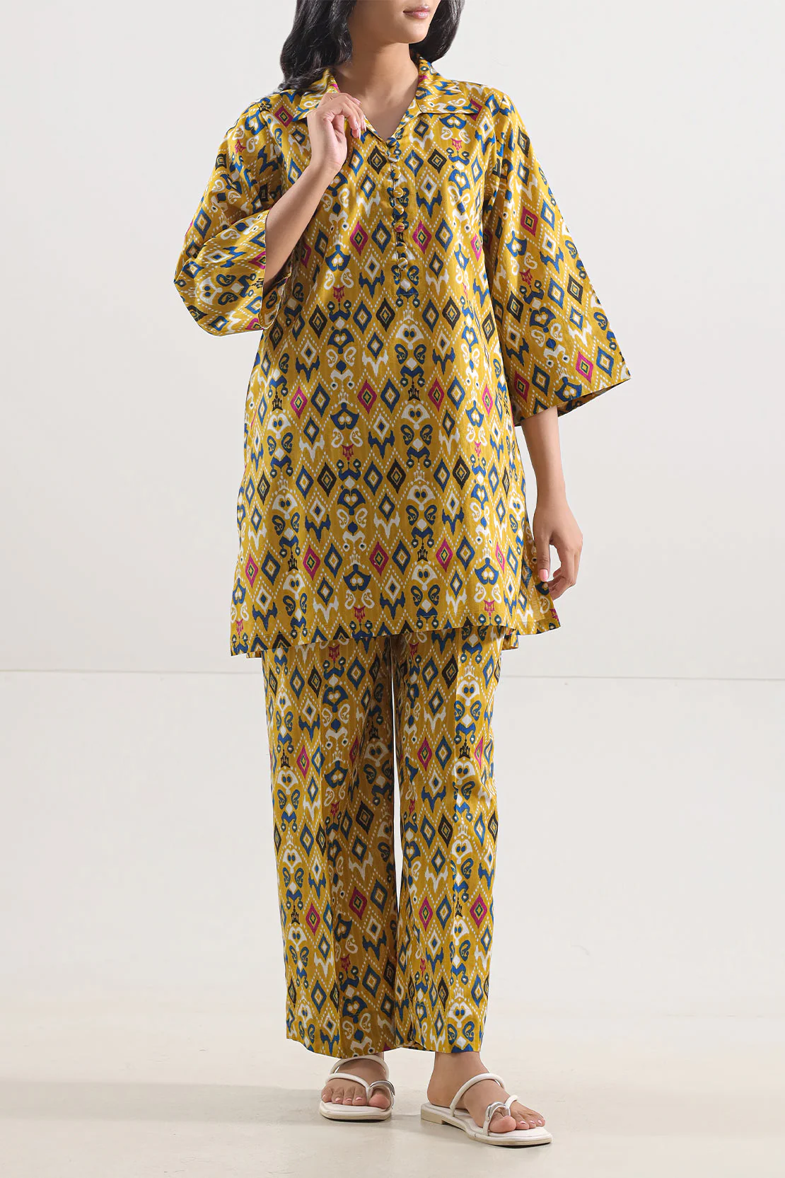 Printed Strip Lawn Stitched Shirt - Image 3