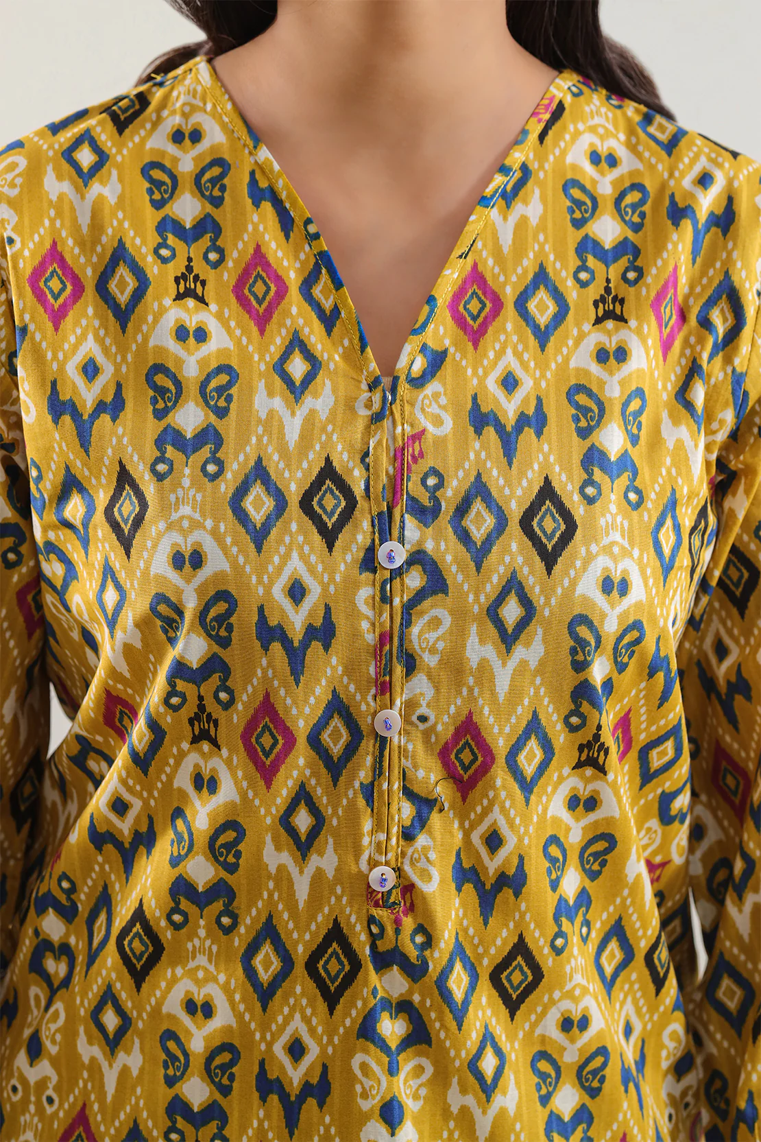 Printed Strip Lawn Stitched Shirt - Image 3