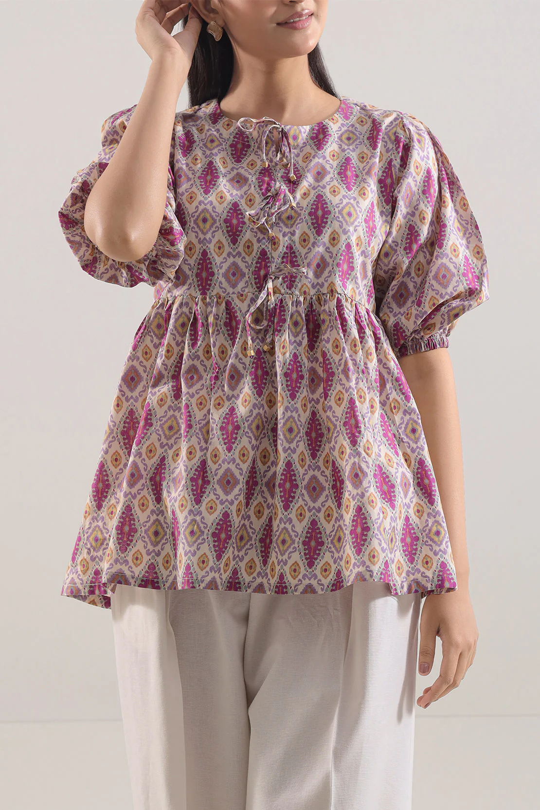 Printed Strip Lawn Stitched Shirt - Image 2