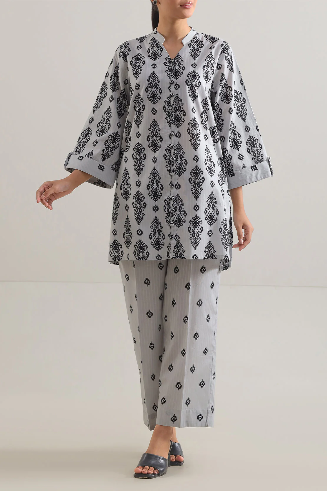 Printed Strip Lawn Stitched Shirt
