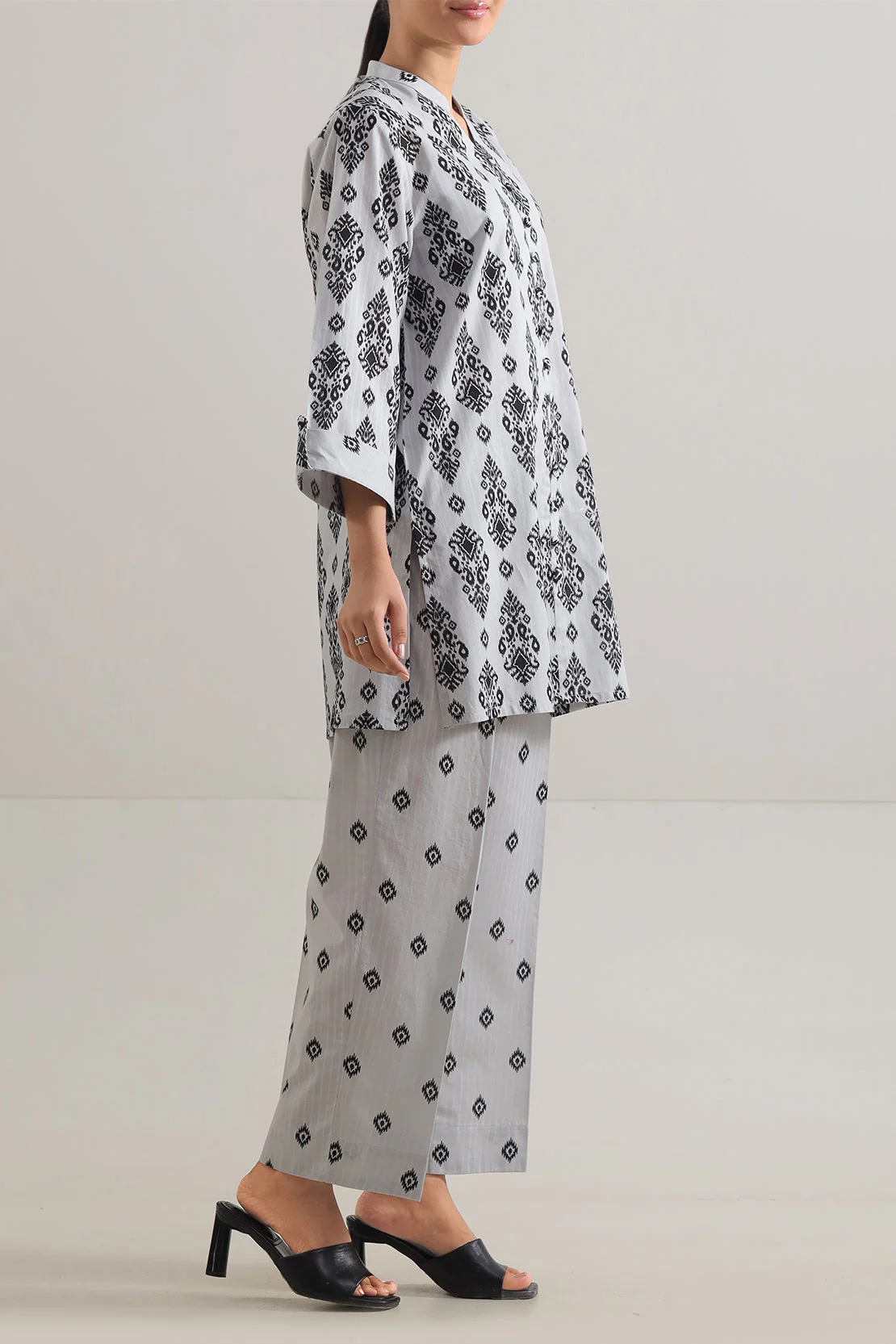 Printed Strip Lawn Stitched Shirt - Image 2