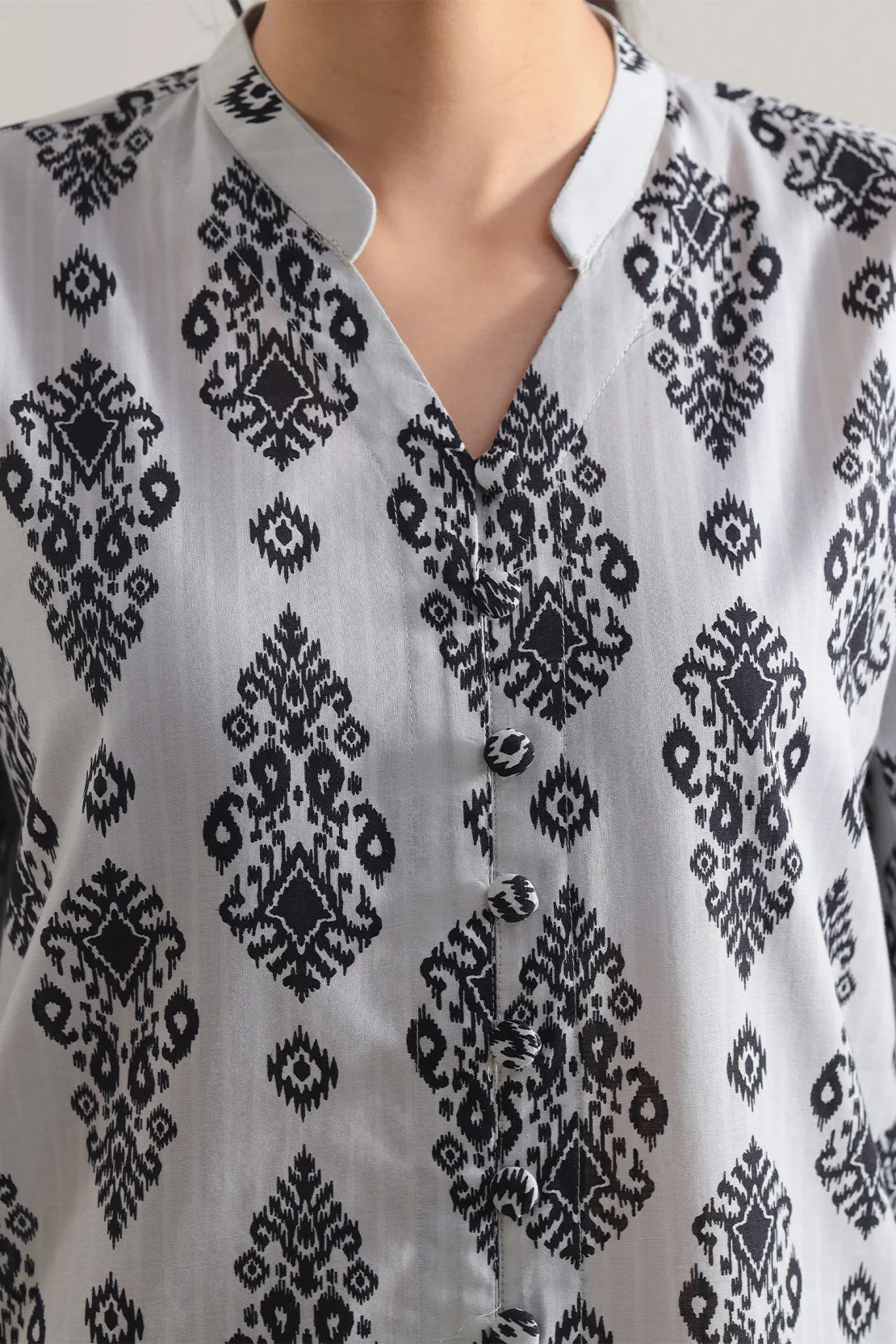 Printed Strip Lawn Stitched Shirt - Image 4