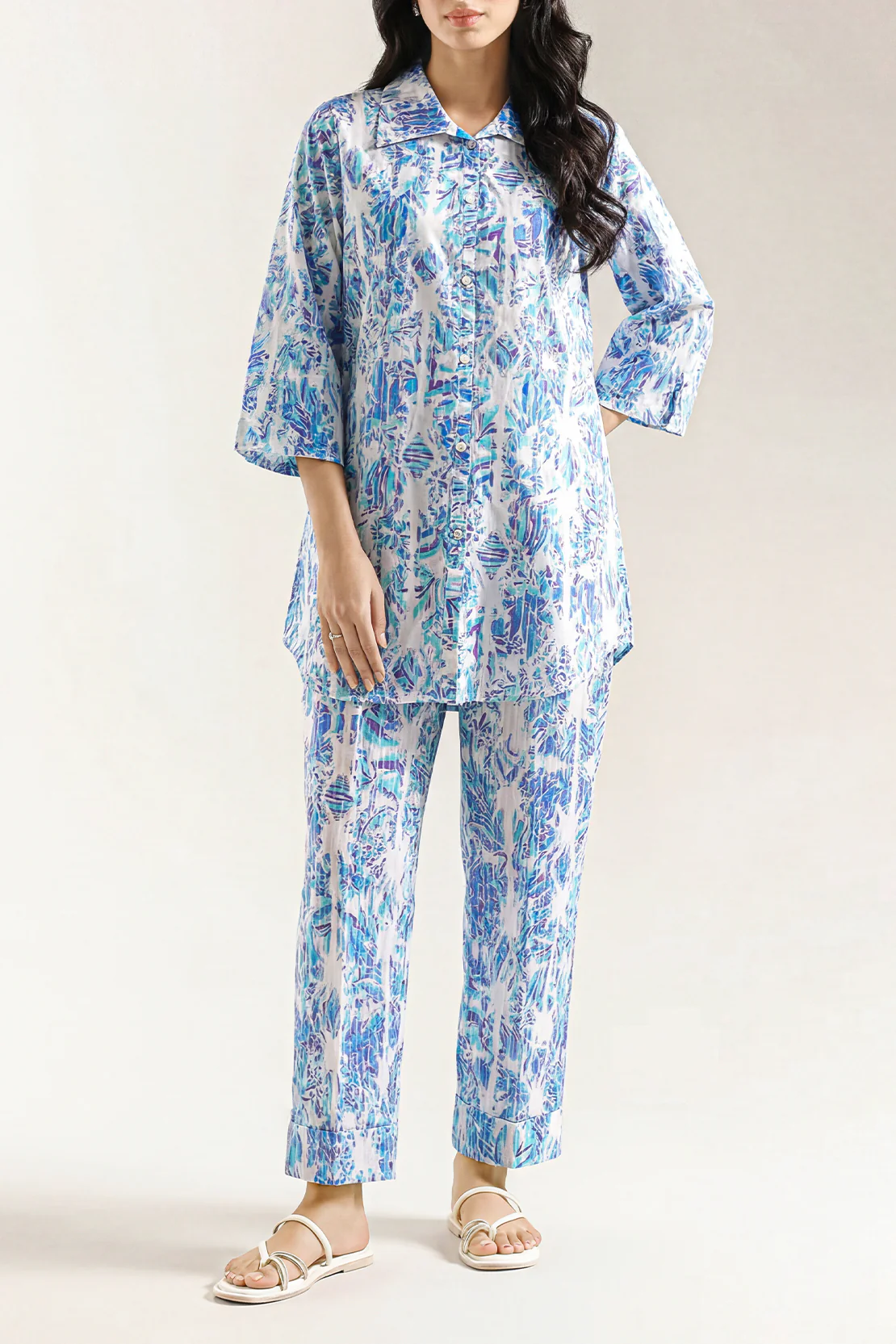Printed Strip Lawn Stitched Shirt