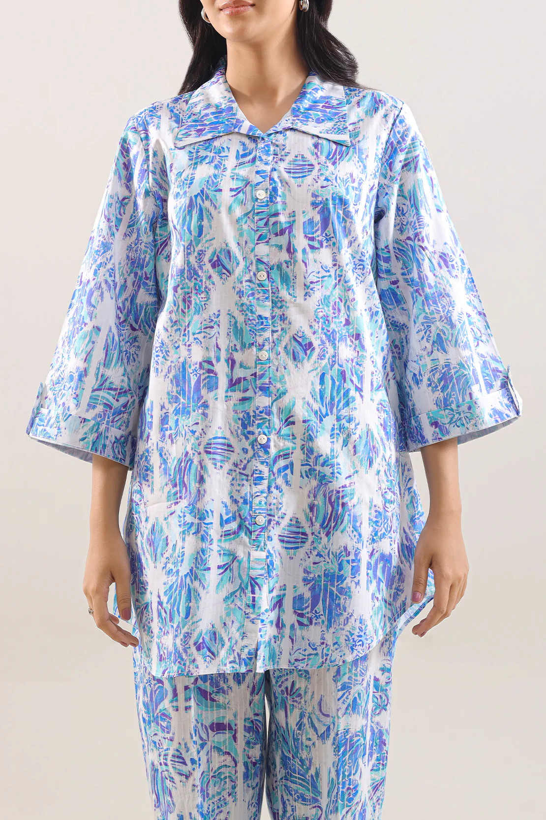 Printed Strip Lawn Stitched Shirt - Image 5