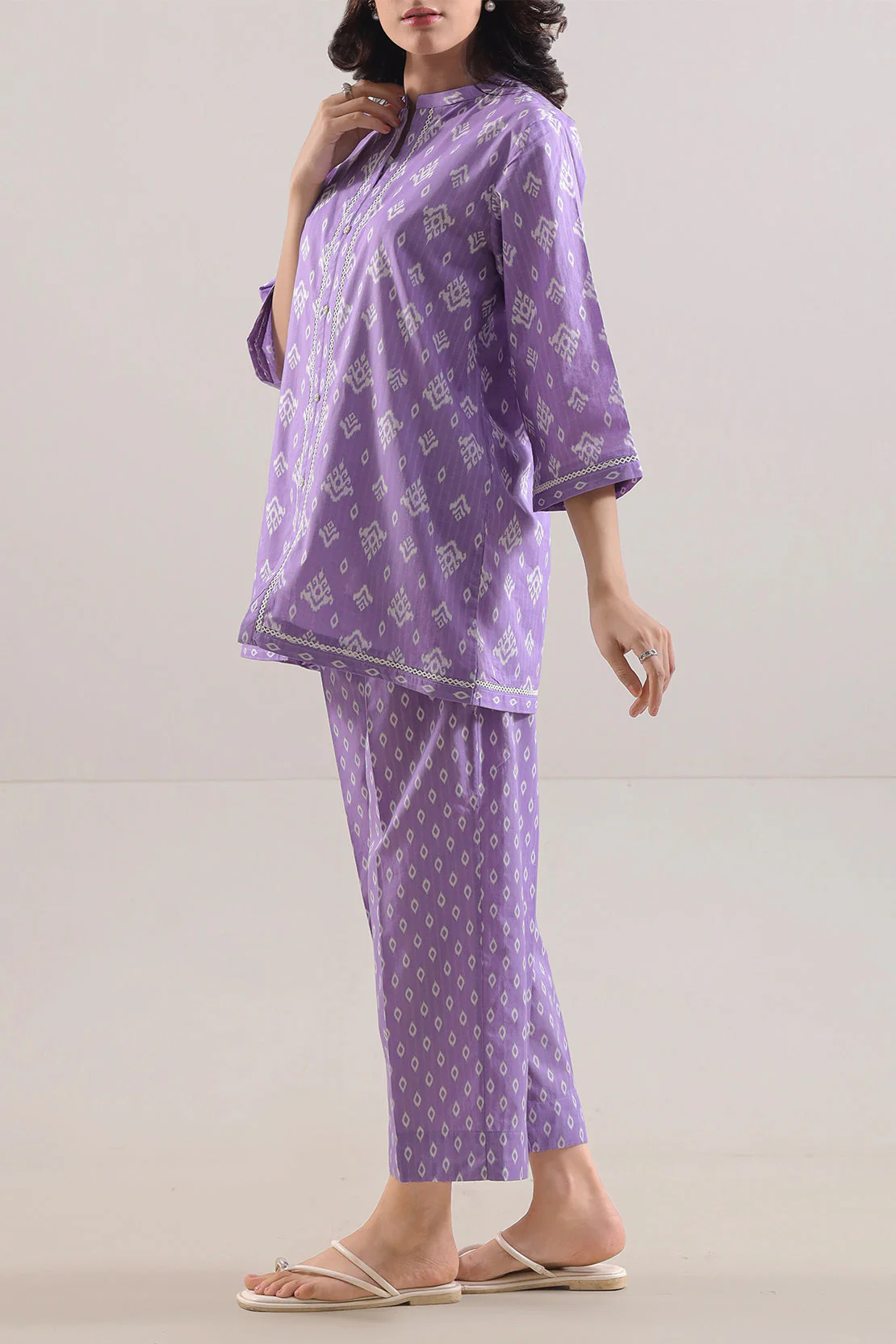 Printed Strip Lawn Stitched Shirt - Image 2