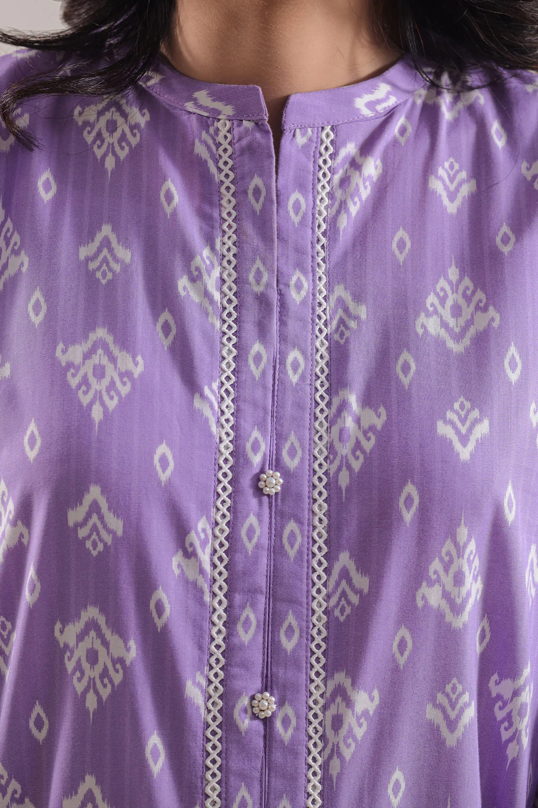 Printed Strip Lawn Stitched Shirt - Image 4
