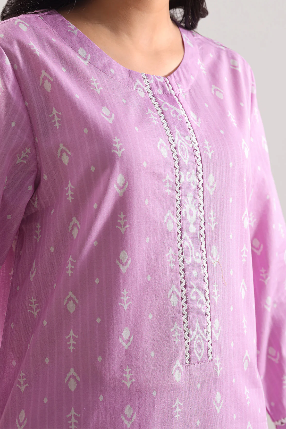 Printed Strip Lawn Stitched Shirt - Image 4