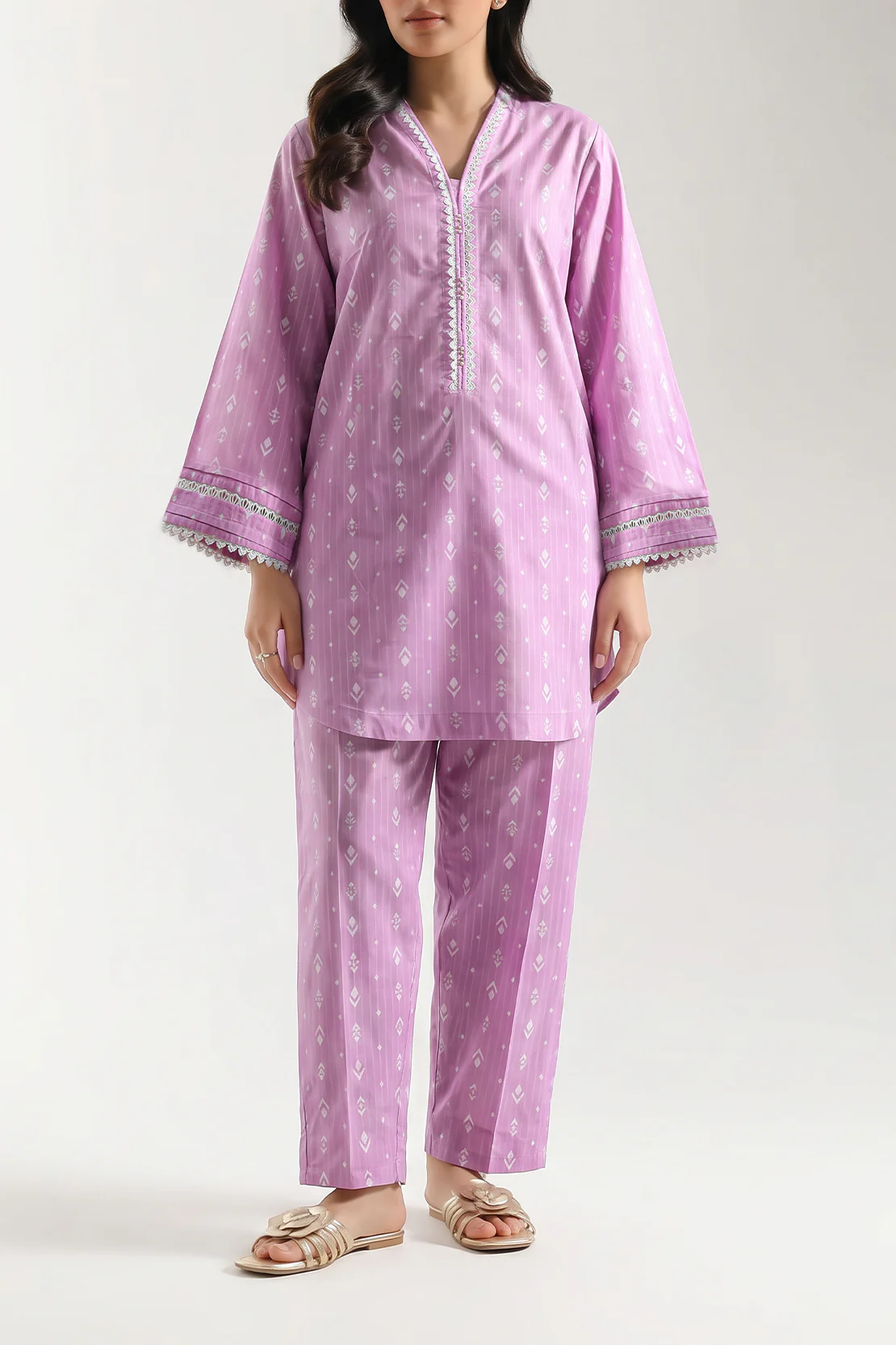 Printed Strip Lawn Stitched Shirt