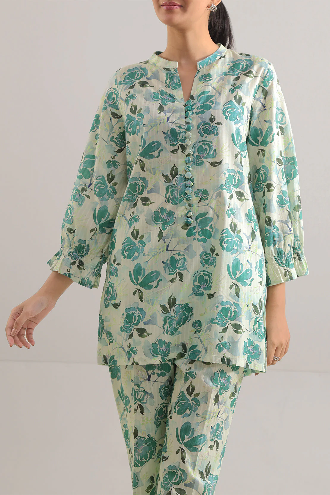 Printed Strip Lawn Stitched Shirt - Image 2