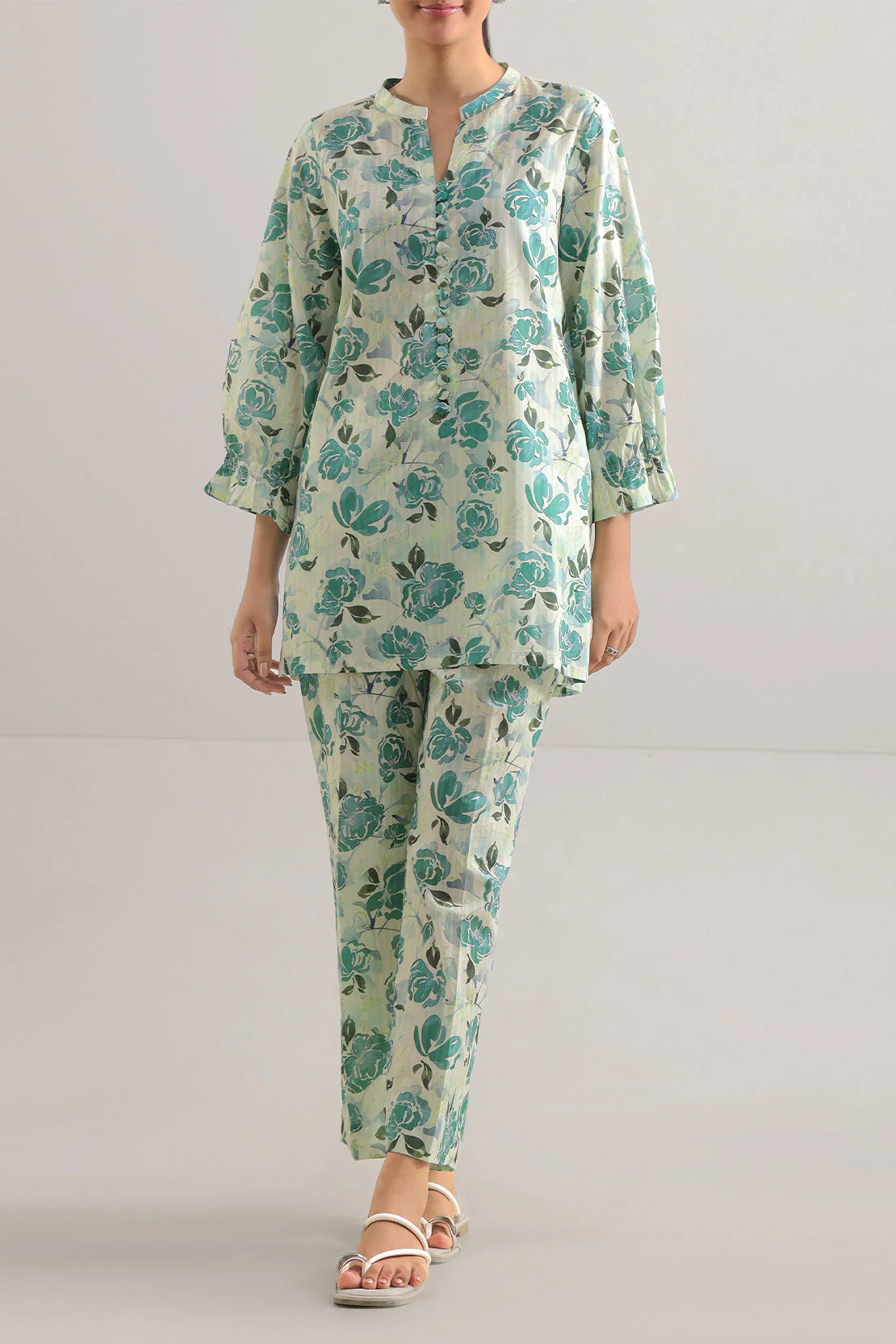 Printed Strip Lawn Stitched Shirt - Image 3
