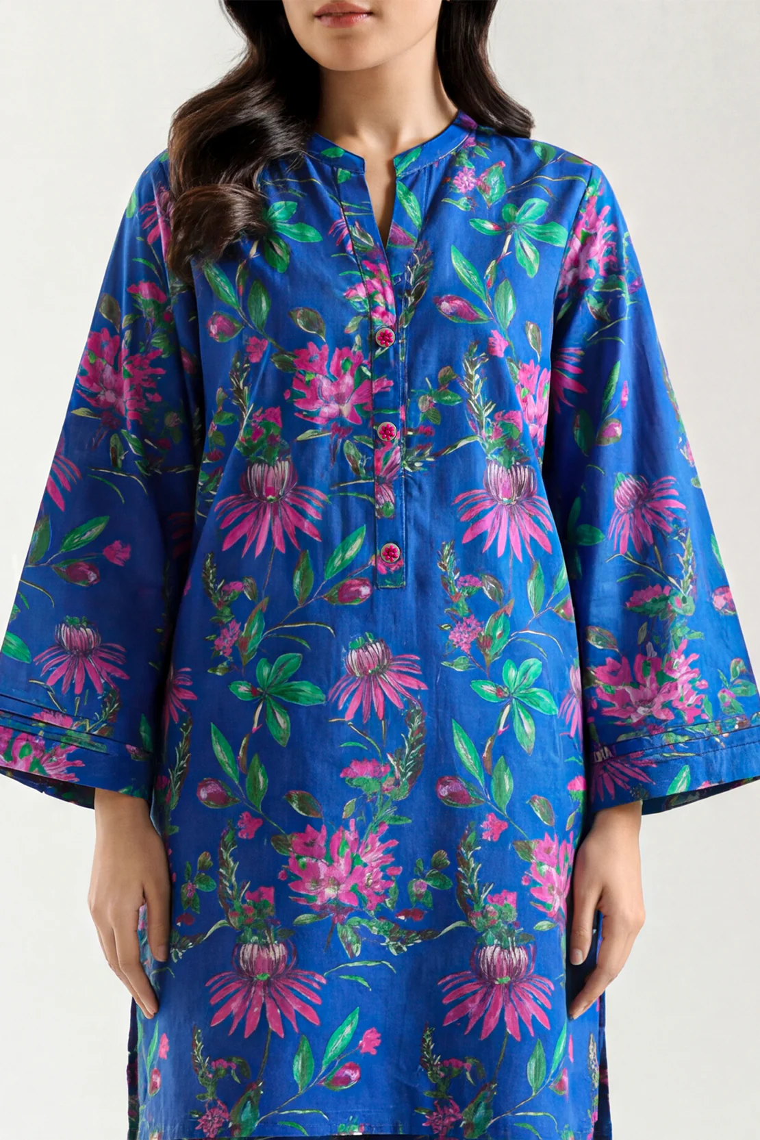 Printed Strip Lawn Stitched Shirt - Image 3