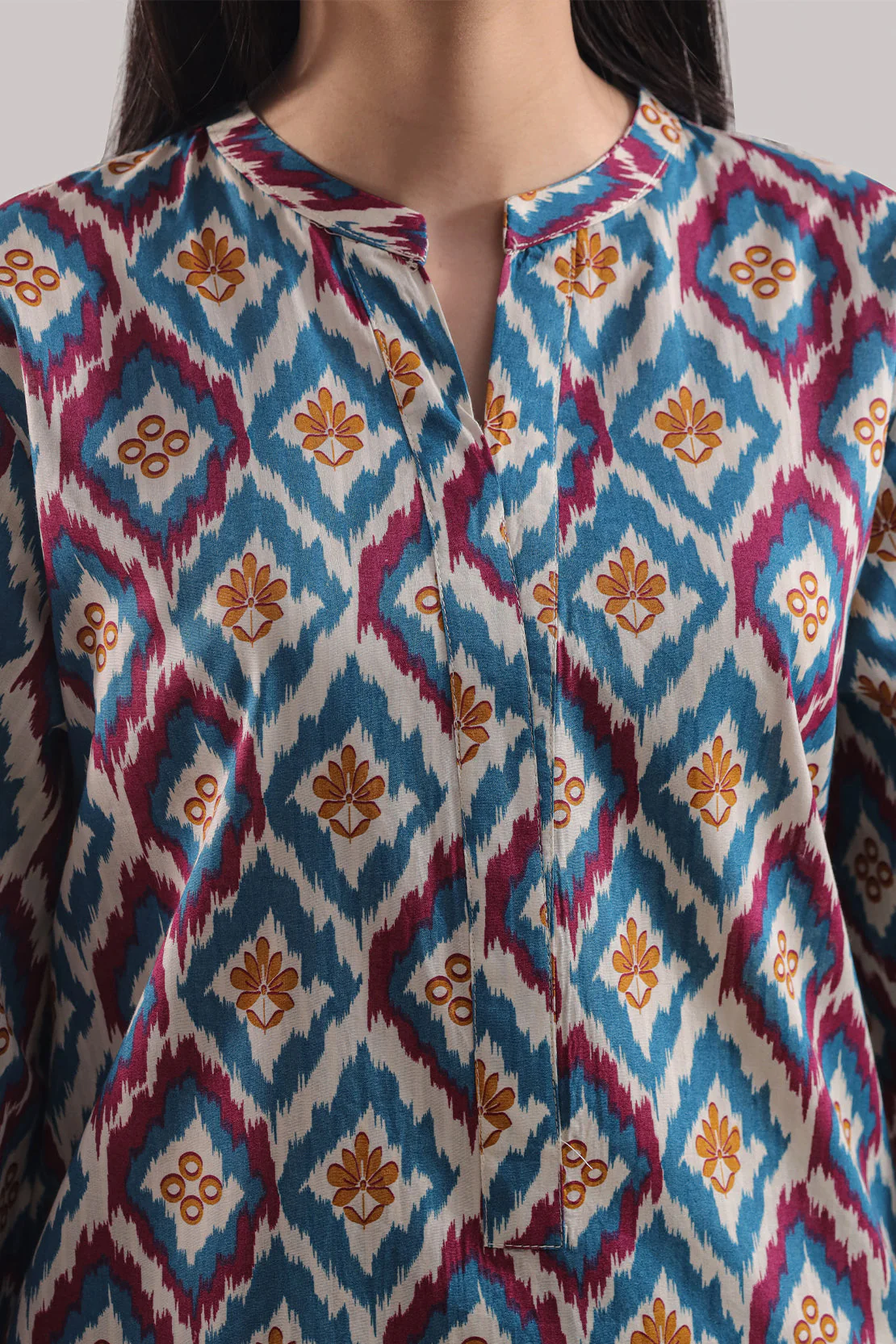 Printed Strip Lawn Stitched Shirt - Image 4