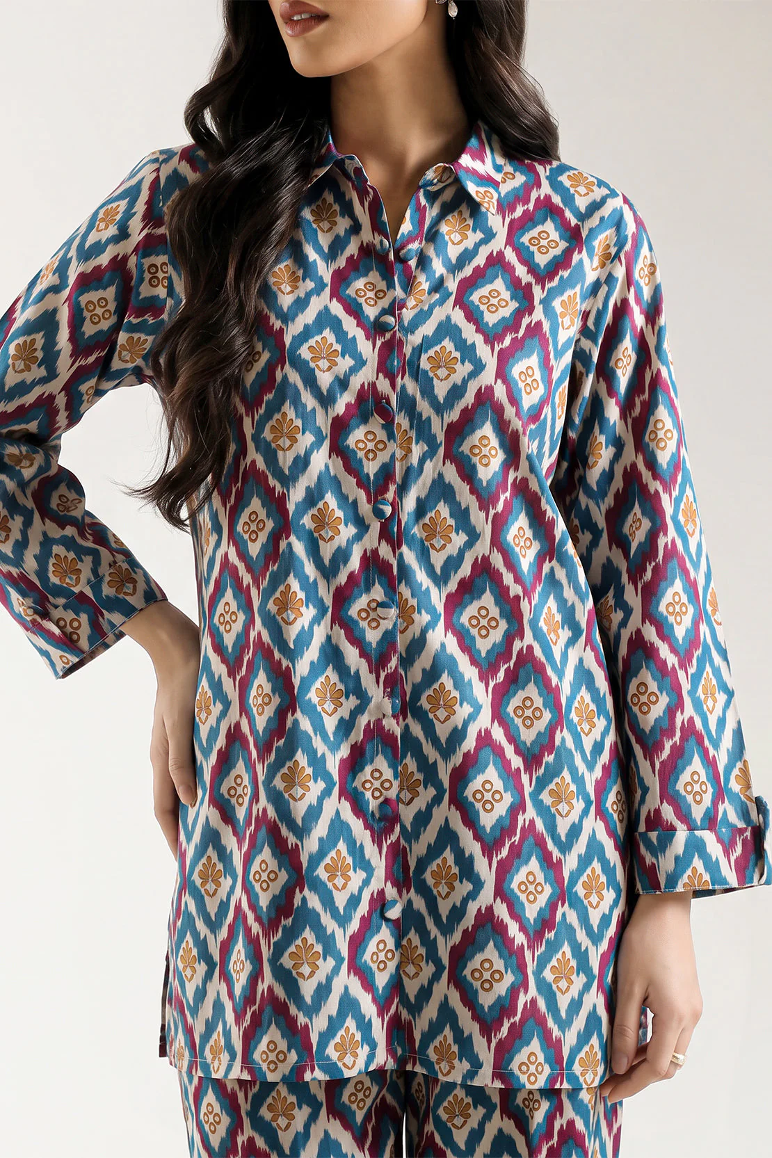 Printed Strip Lawn Stitched Shirt