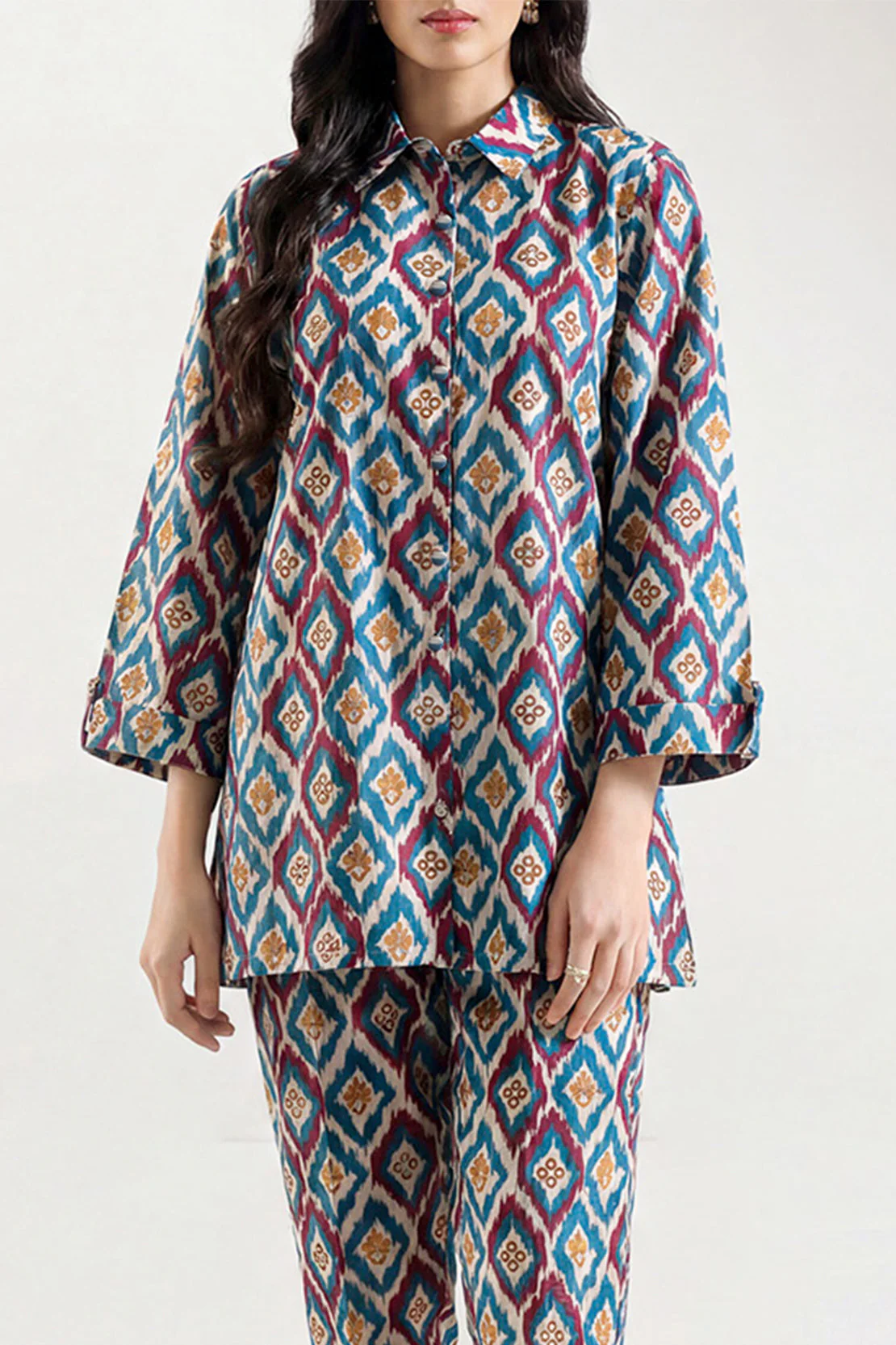 Printed Strip Lawn Stitched Shirt - Image 3