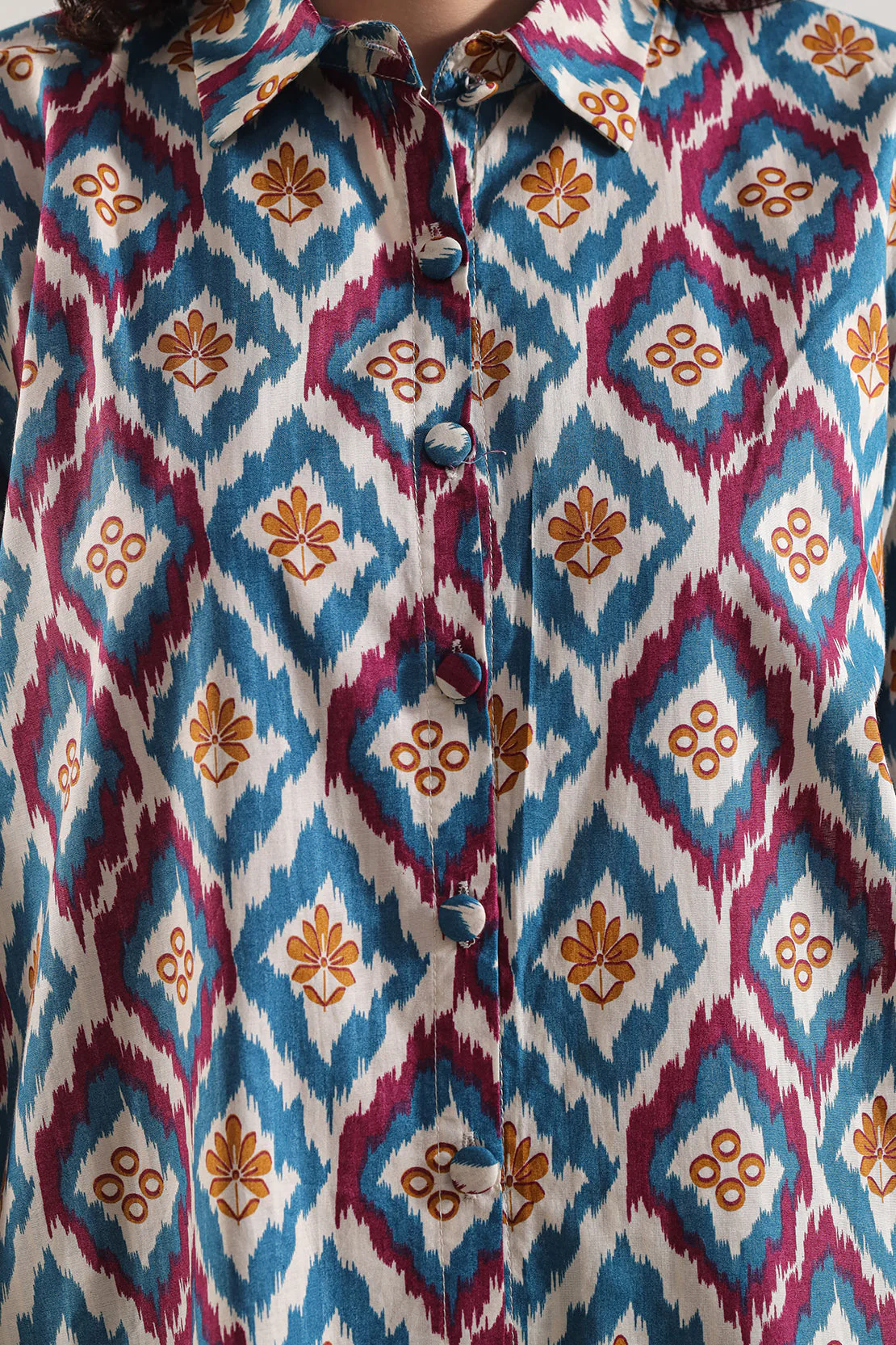 Printed Strip Lawn Stitched Shirt - Image 4