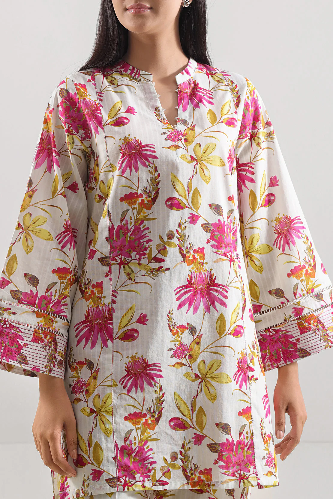 Printed Strip Lawn Stitched Shirt - Image 5