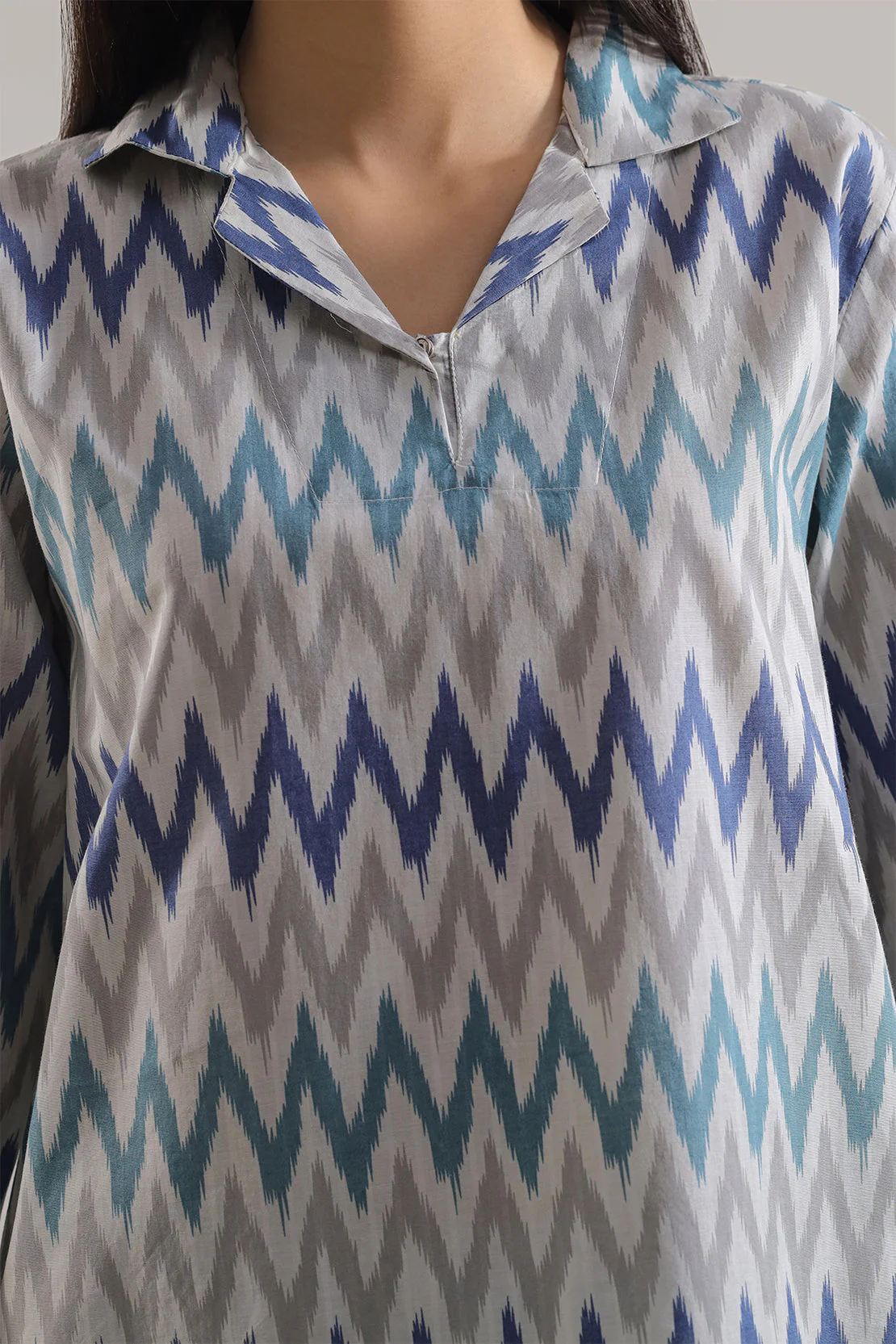 Printed Strip Lawn Stitched Shirt - Image 3