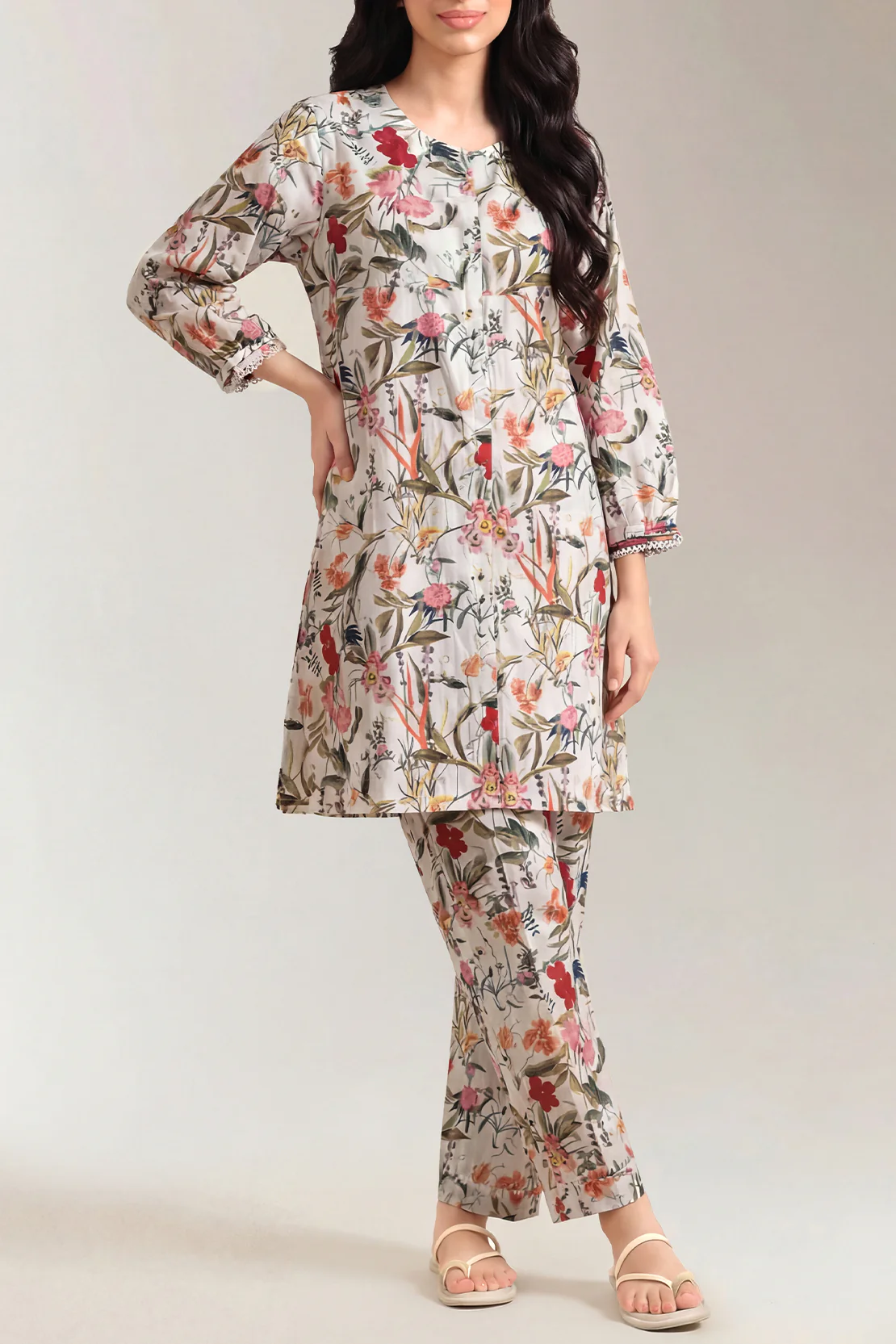 Printed Strip Lawn Stitched Shirt