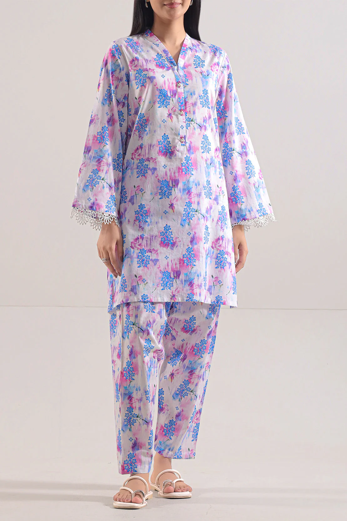 Printed Strip Lawn Stitched Shirt