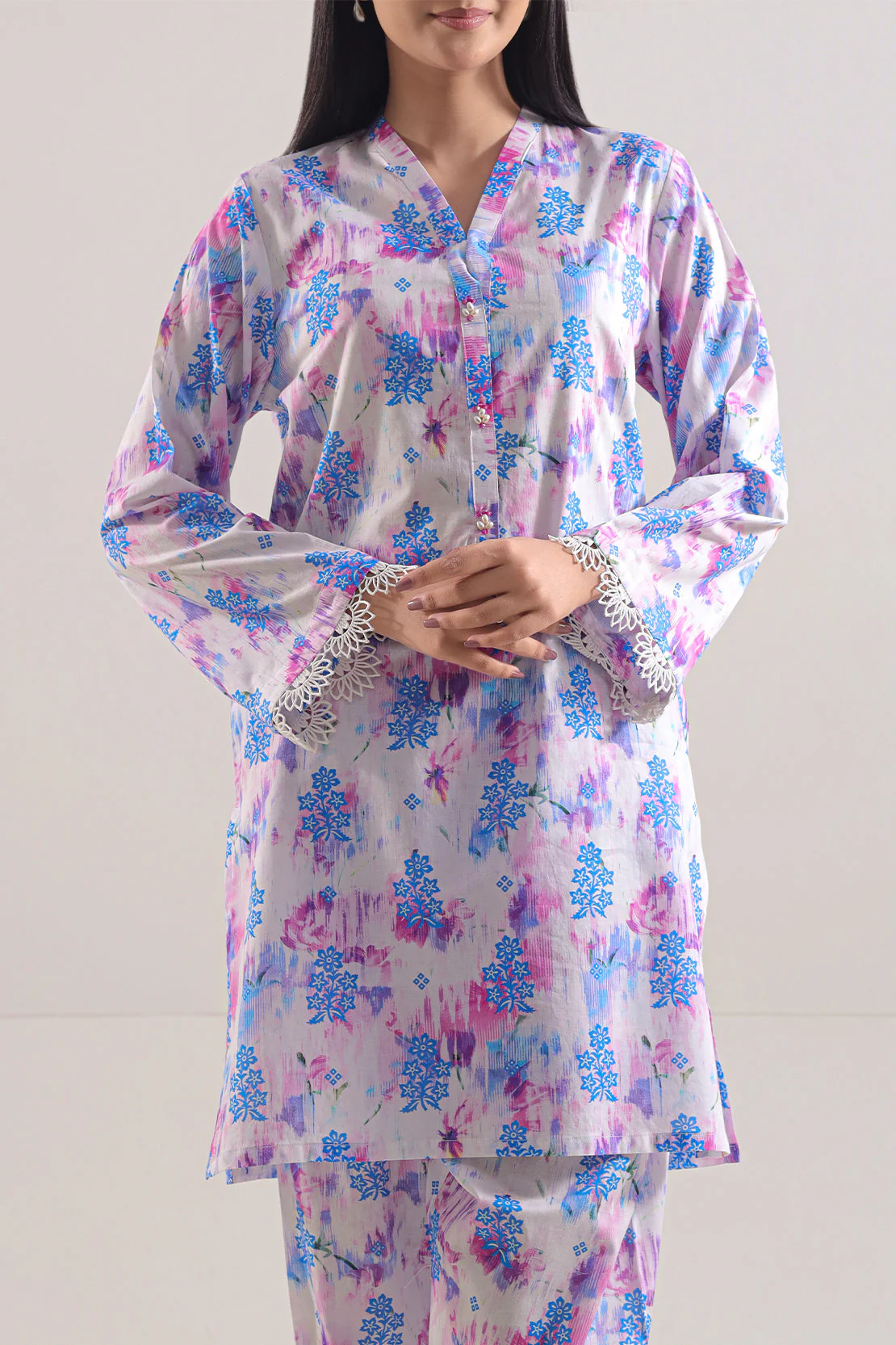 Printed Strip Lawn Stitched Shirt - Image 2