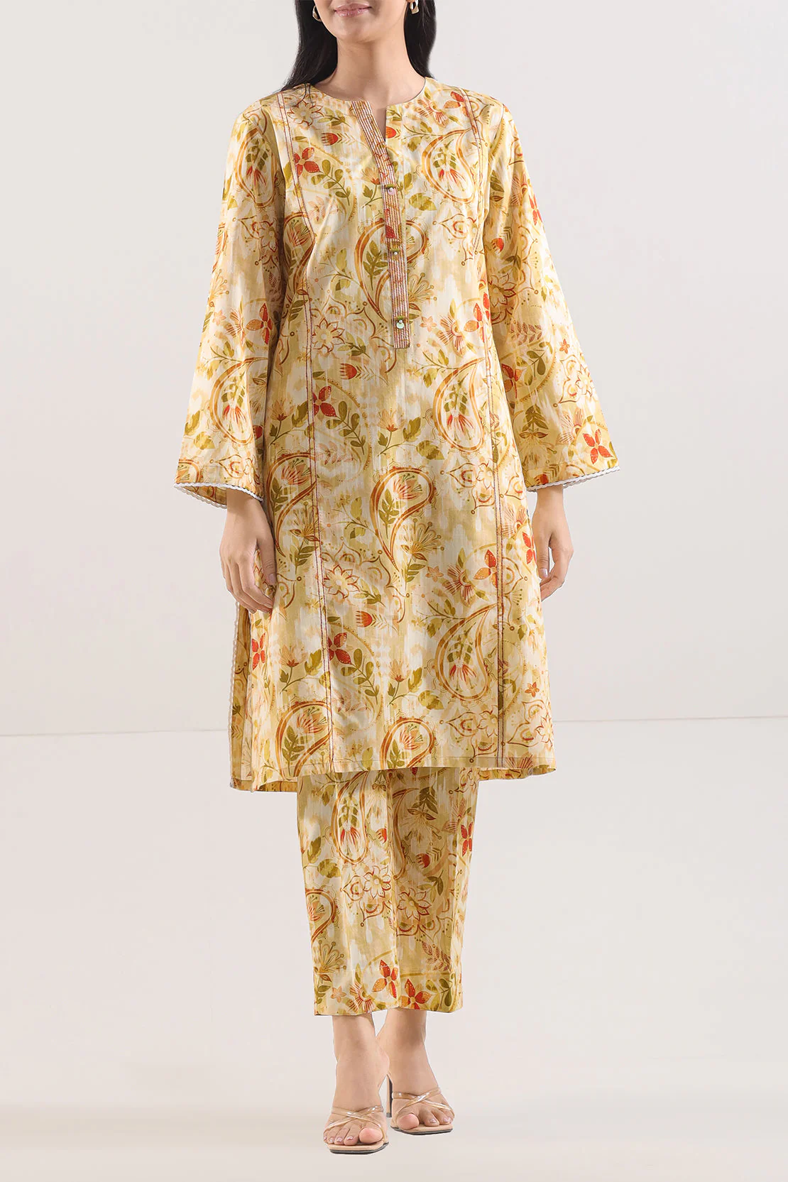 Printed Strip Lawn Stitched Shirt