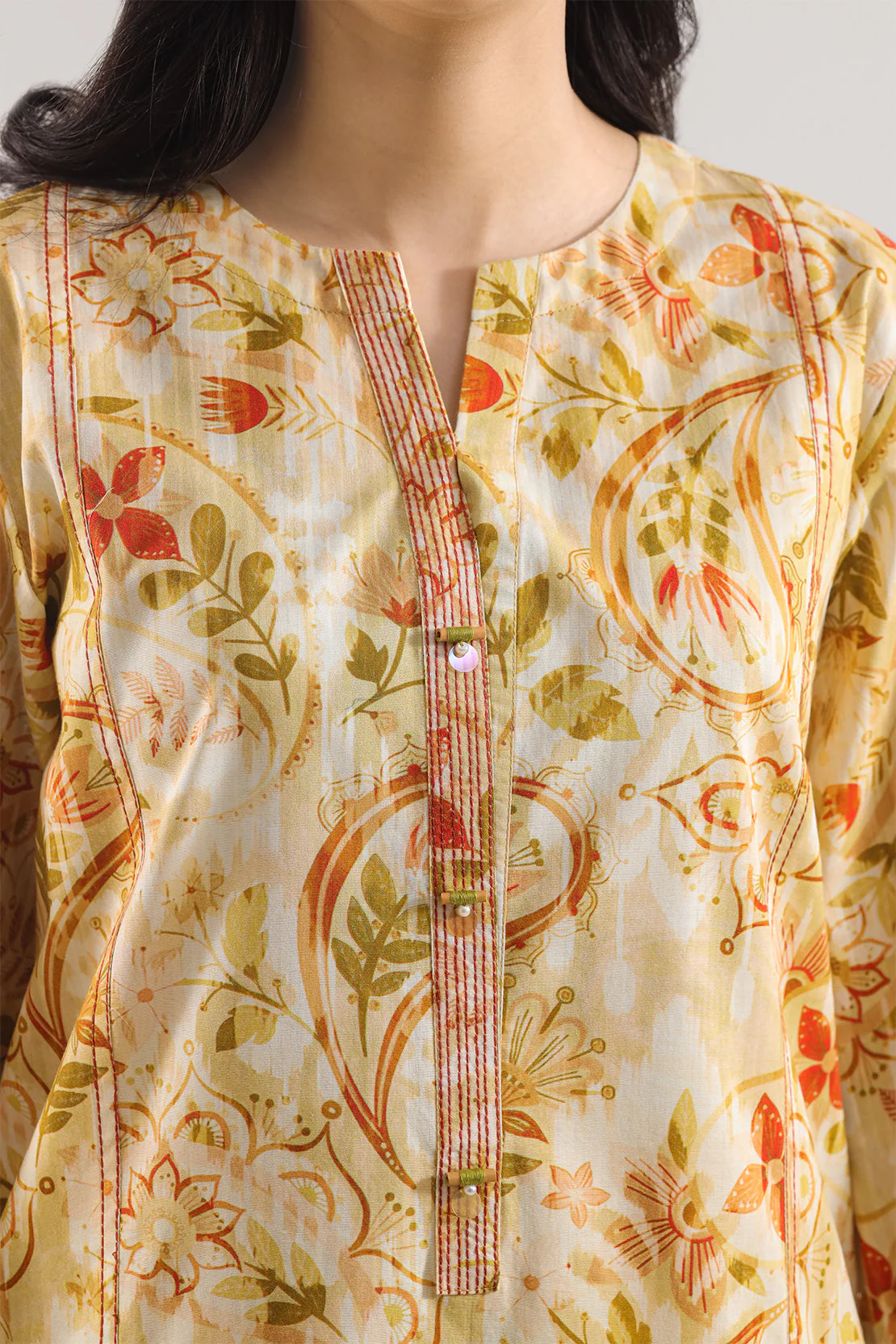 Printed Strip Lawn Stitched Shirt - Image 4