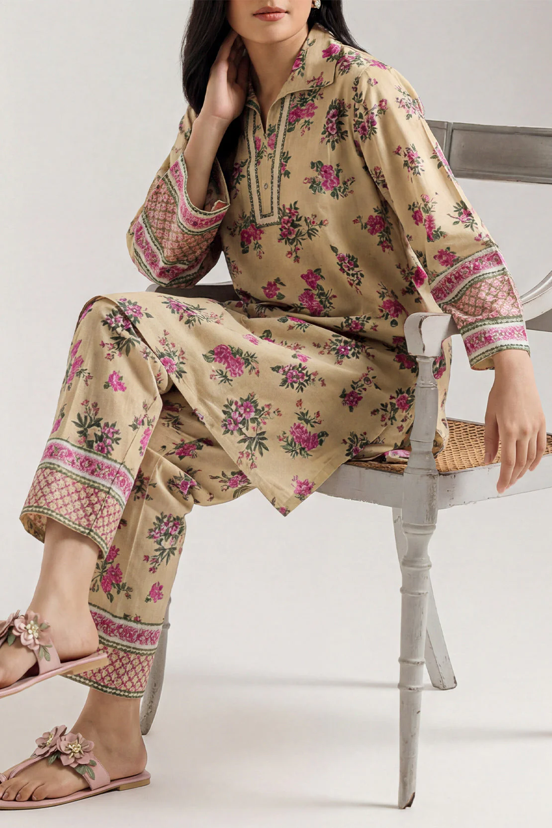 Printed Strip Lawn Stitched Shirt