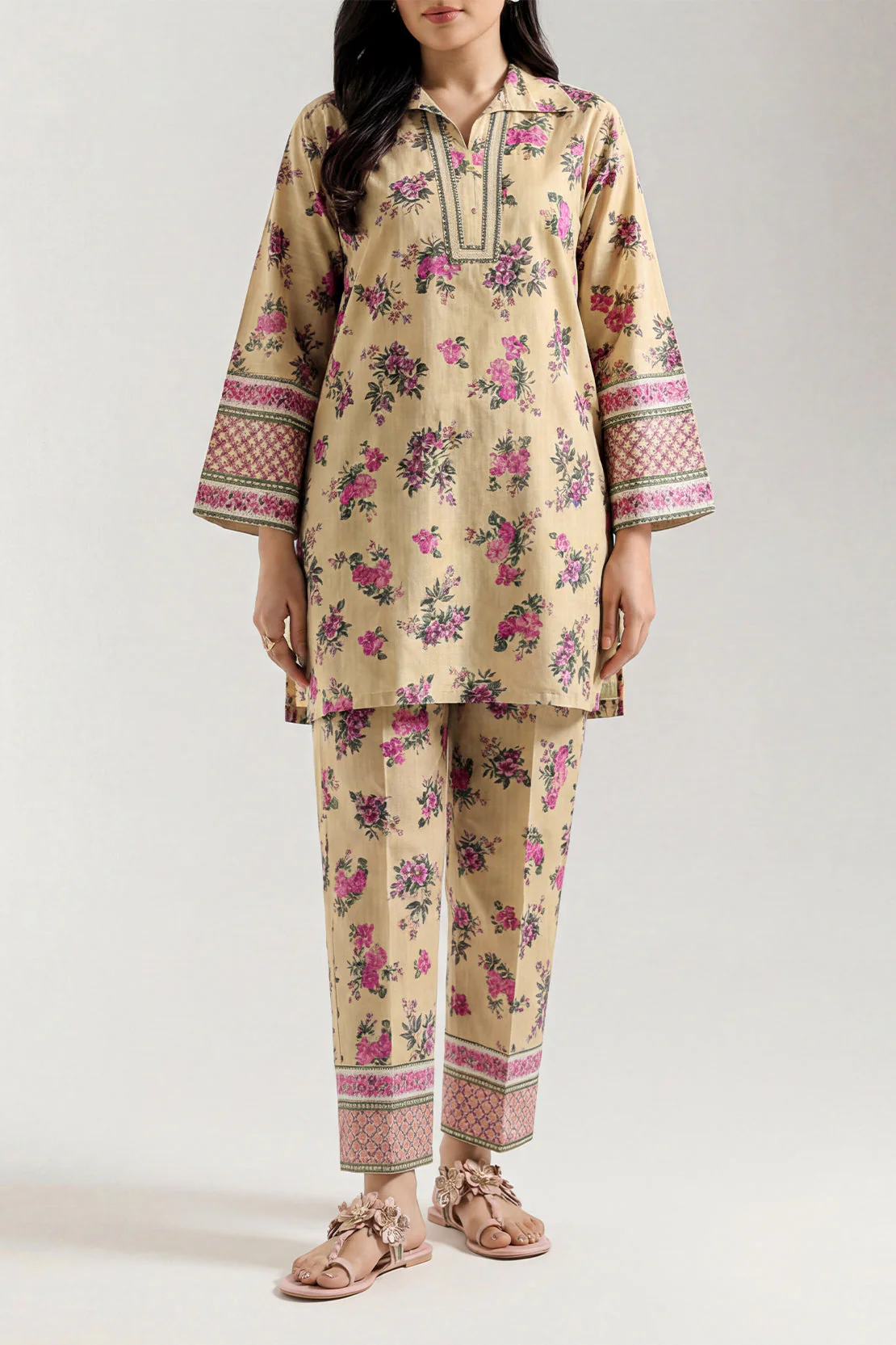 Printed Strip Lawn Stitched Shirt - Image 3