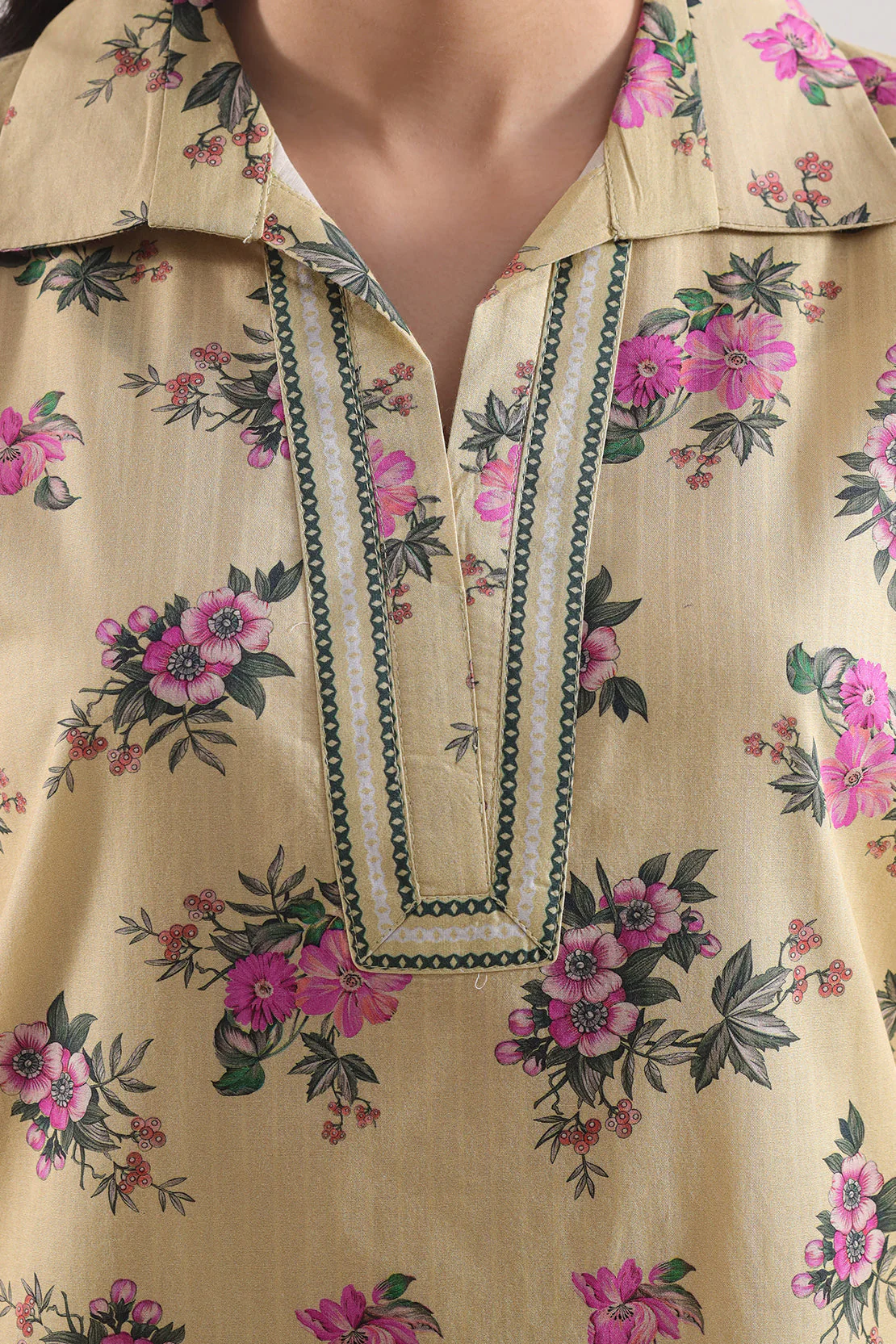 Printed Strip Lawn Stitched Shirt - Image 4