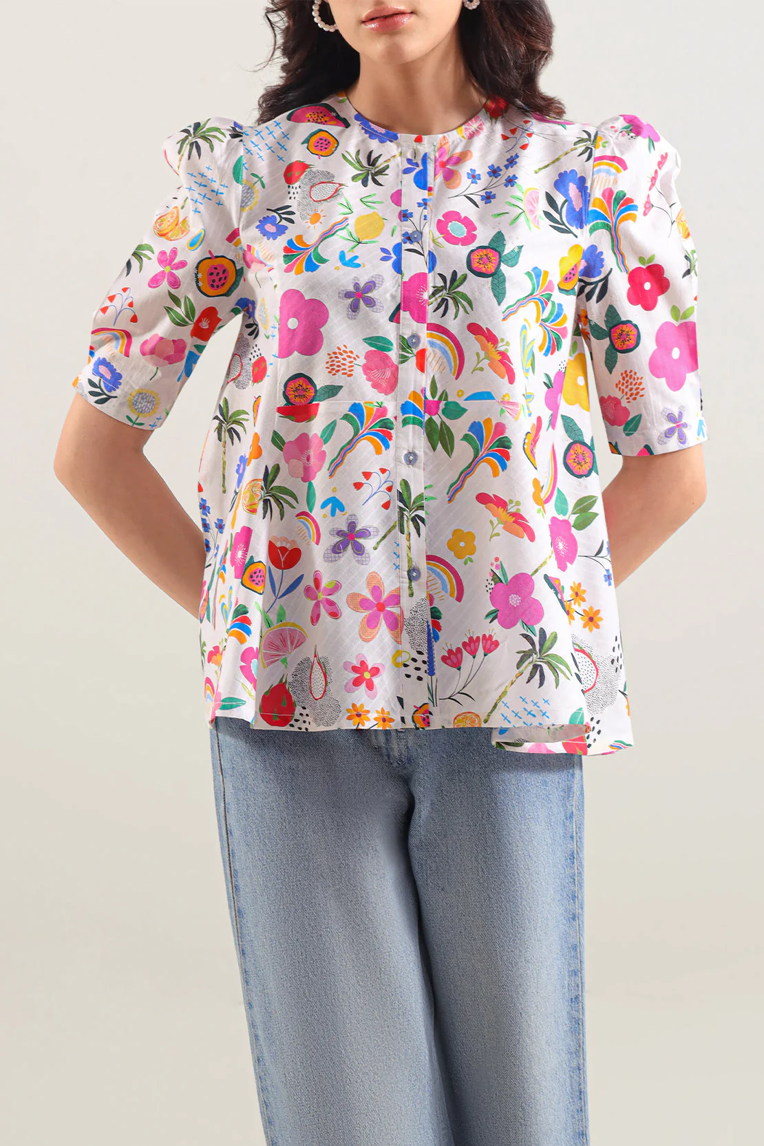 Printed Strip Lawn Stitched Shirt - Image 2