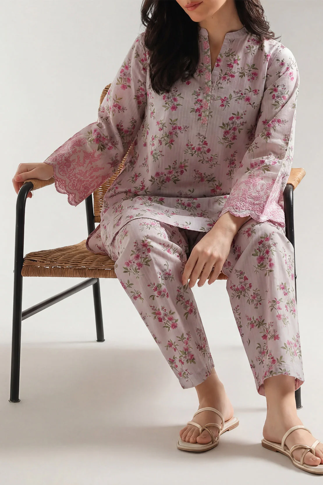 Printed Strip Lawn Stitched Shirt